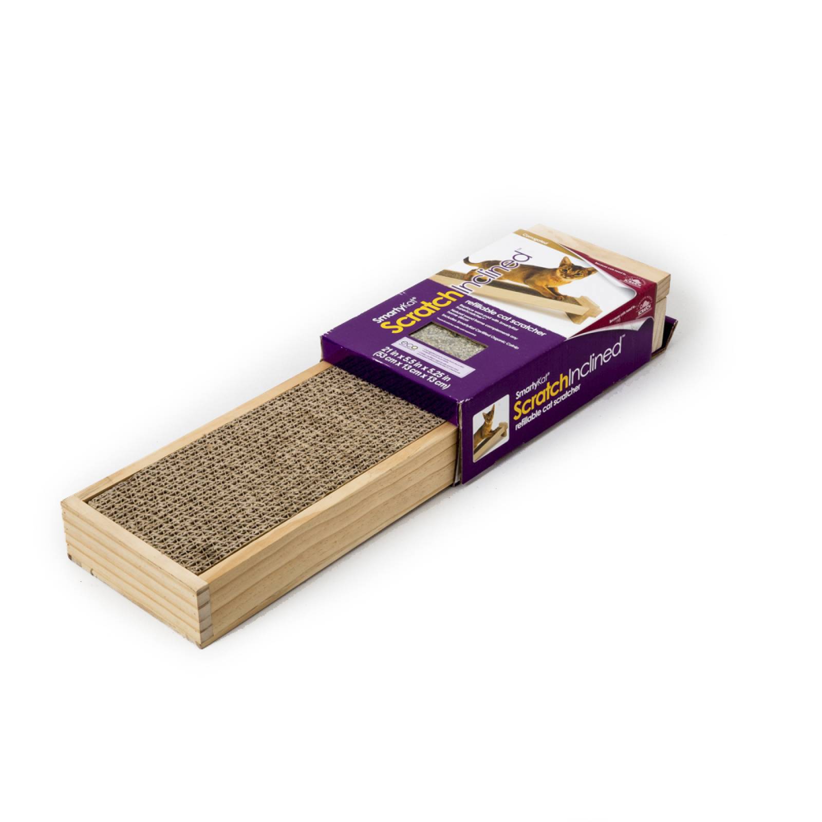 Rascador de cartón y madera natural Scratch Inclined