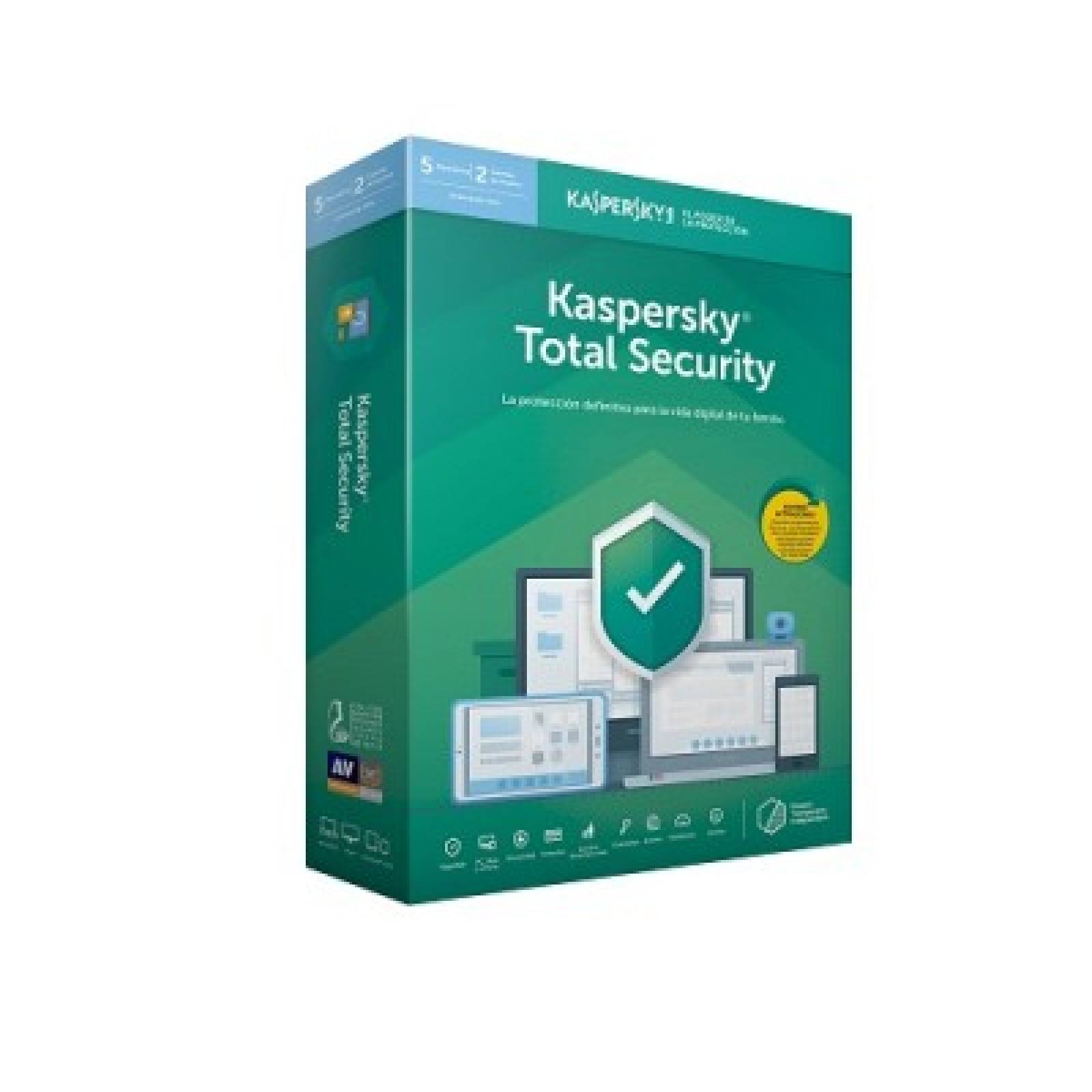 Antivirus KASPERSKY TOTAL SECURITY 2019 - 10 licencias, 1 Año(s)