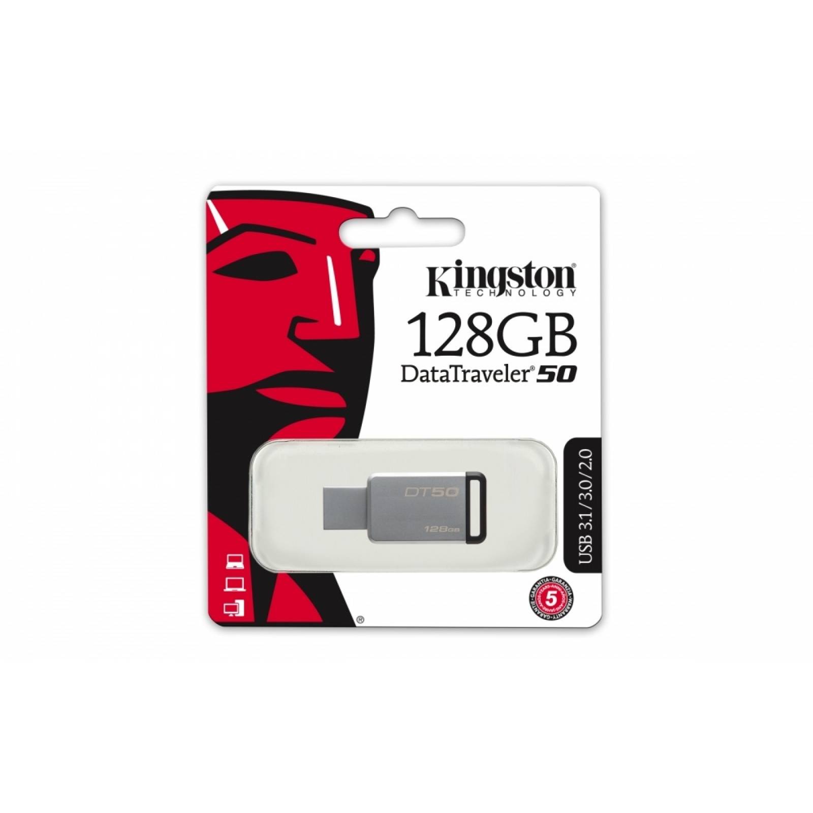 Memoria Kingston 128gb Usb 3.1 Datatraveler 50 Metalica / Ne