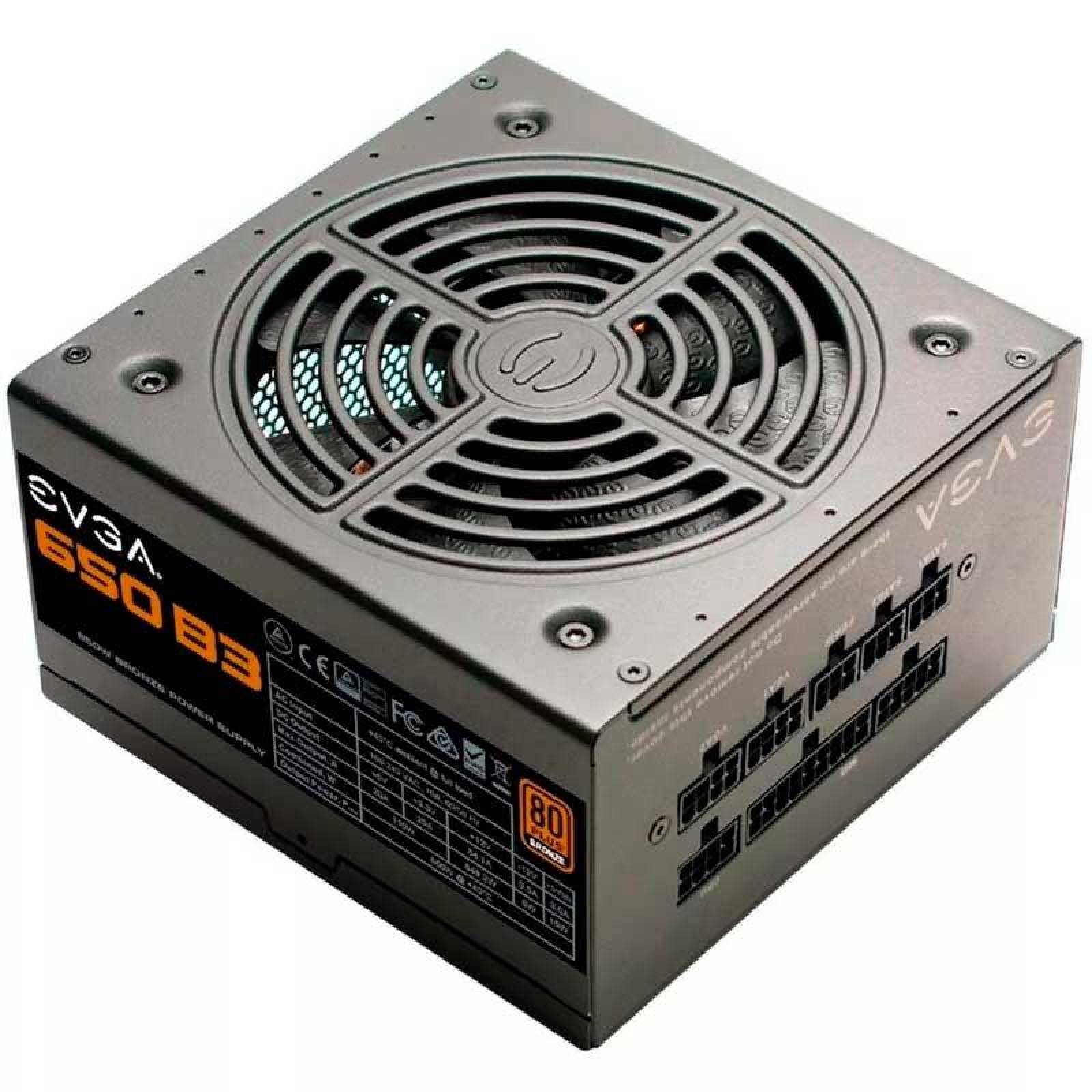 Fuente de Poder PC 650W Gamer EVGA 80 Plus Bronze 220-B3-0650-V1