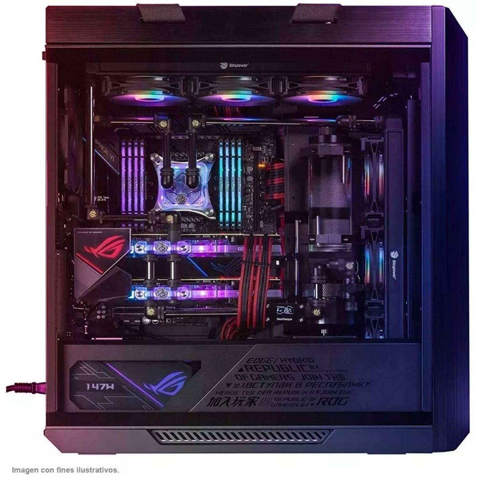 Gabinete Gamer ASUS ROG STRIX HELIOS GX601 E-ATX Media Torre 4 Fan Cristal Templado USB-C RGB Negro 