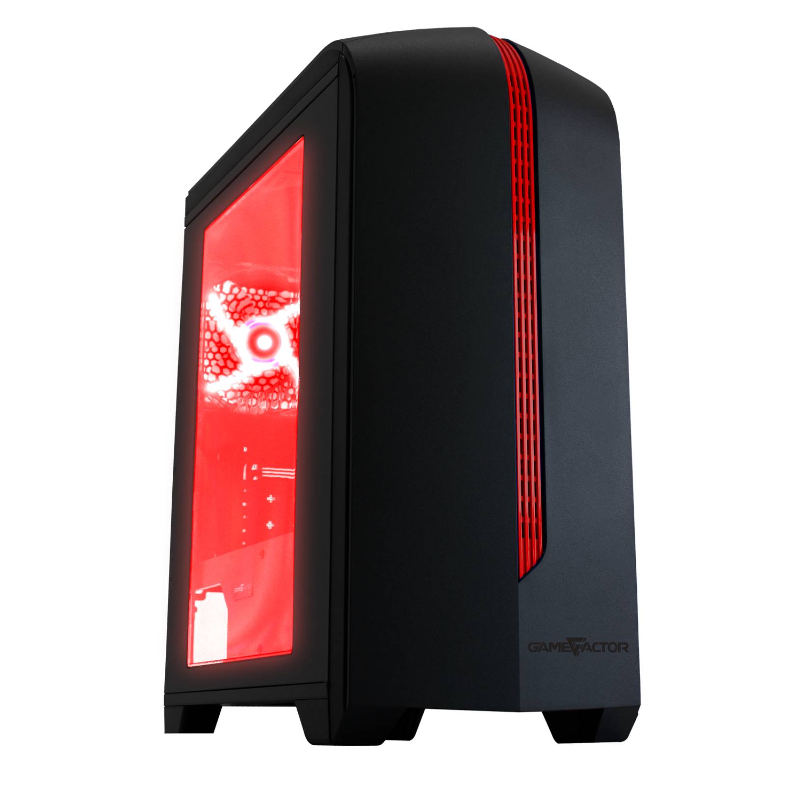 Gabinete Gamer GAME FACTOR CSG500 Micro ATX 2 ventiladores USB 3.0 Rojo 