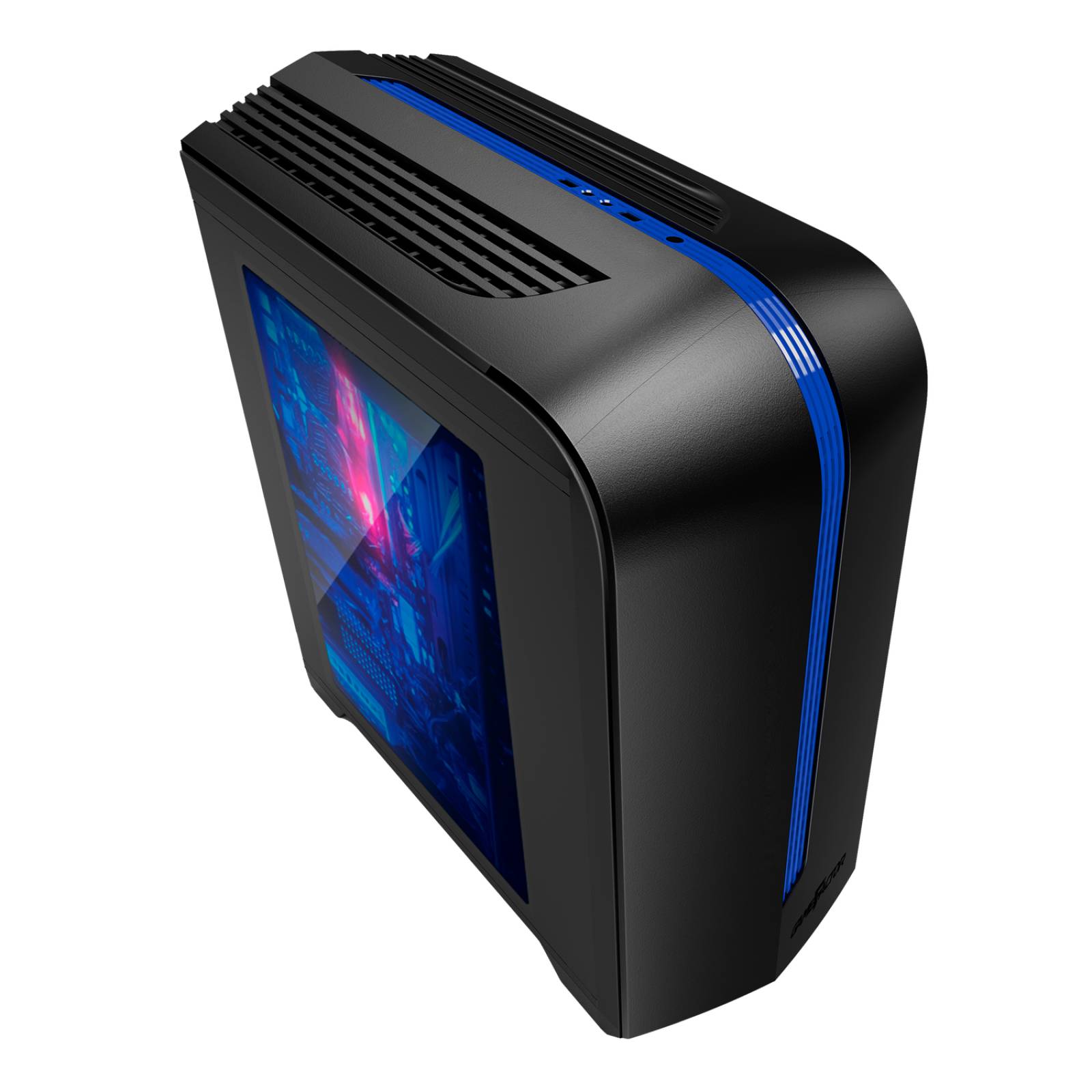 Gabinete Gamer GAME FACTOR CSG500 Micro ATX 2 ventiladores USB 3.0 Azul 