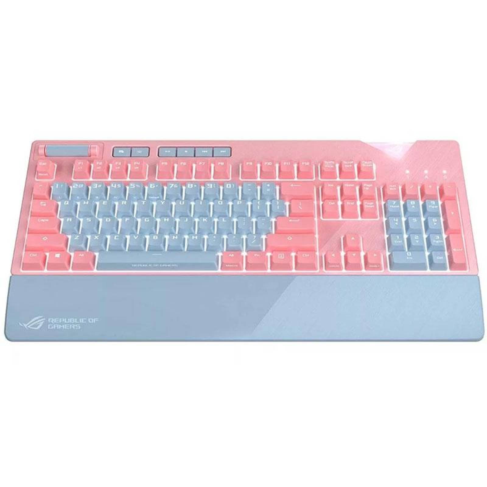 Teclado Gamer ASUS XA01 ROG Strix Flare RGB Pink CherryMX Red AURA Sync Ingles 