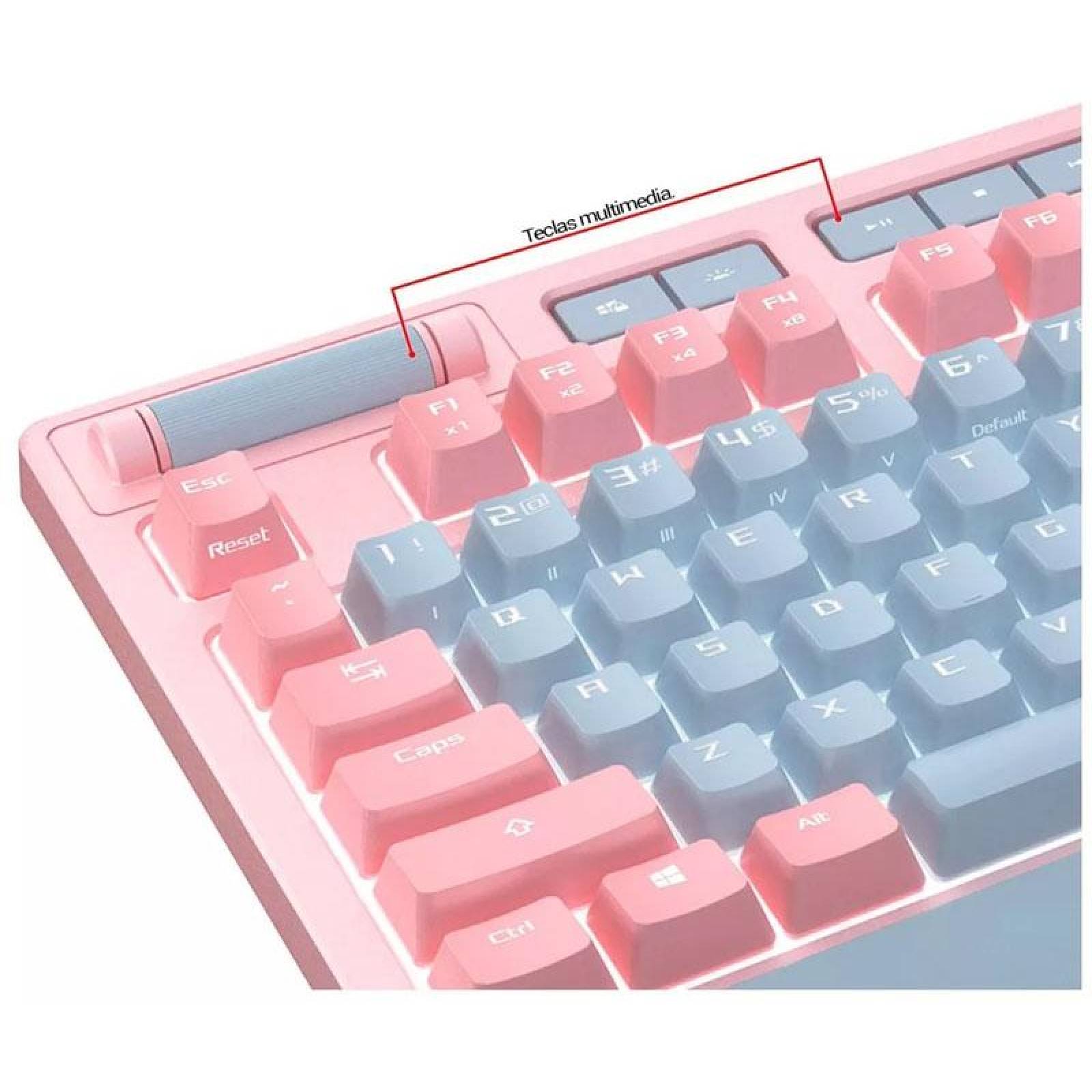 Teclado Gamer ASUS XA01 ROG Strix Flare RGB Pink CherryMX Red AURA Sync Ingles 