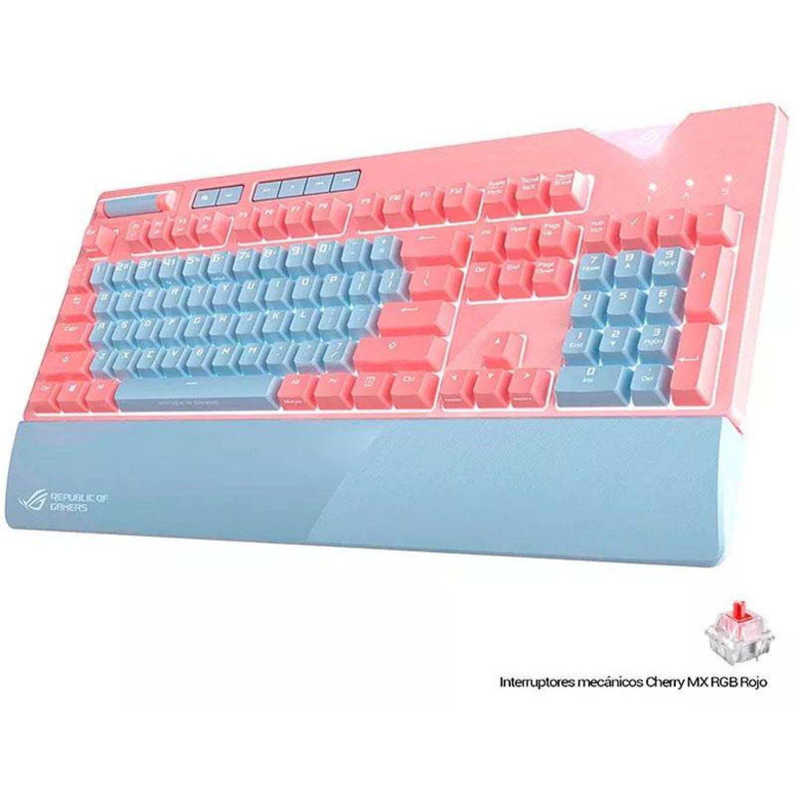 Teclado Gamer ASUS XA01 ROG Strix Flare RGB Pink CherryMX Red AURA Sync Ingles 