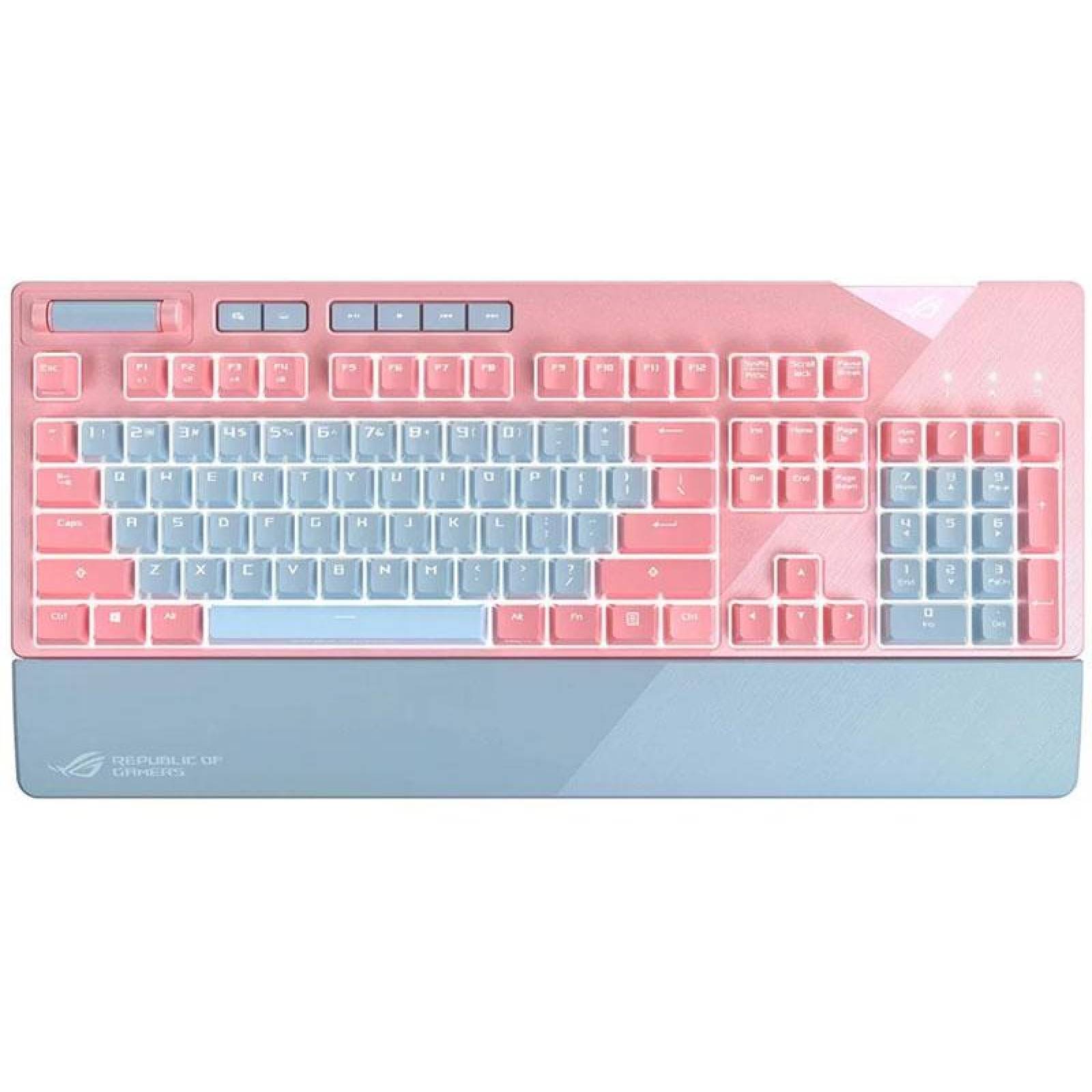 Teclado Gamer ASUS XA01 ROG Strix Flare RGB Pink CherryMX Red AURA Sync Ingles 