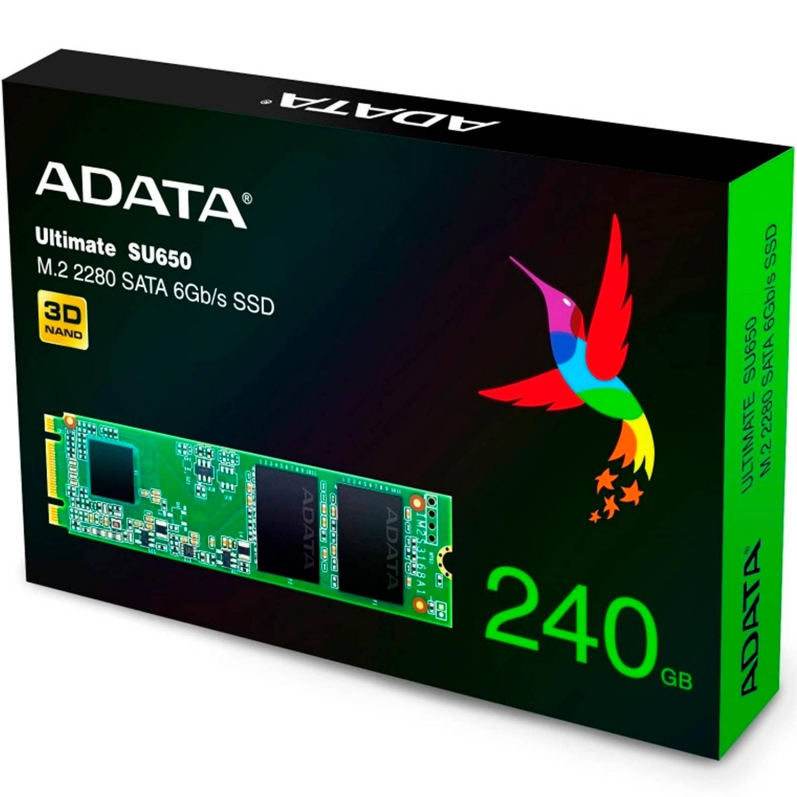 Unidad de Estado Solido SSD M.2 240GB ADATA SU650 SATA III 550/500 MB/s ASU650NS38-240GT-C 