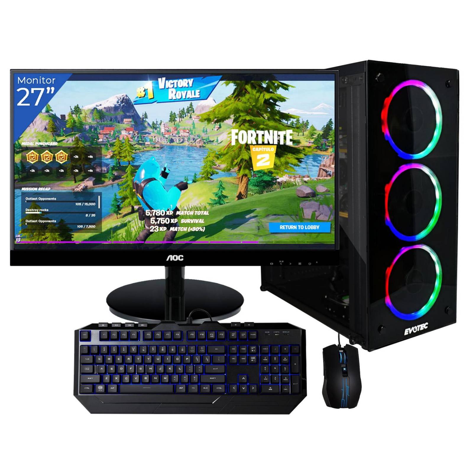 Pc Gamer Xtreme Amd A8 9600 Ram 8Gb Disco 1TB Graficos Radeon R7 Monitor Led 27 Kit