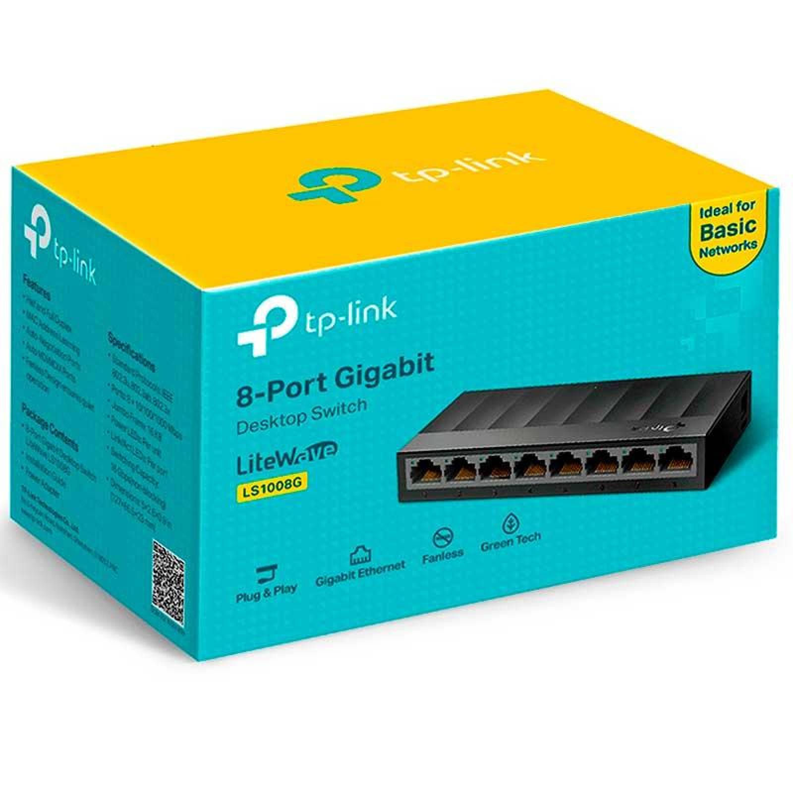 Switch TP-LINK LS1008G 8 Puertos LiteWave Gigabit Ethernet 10/100/1000Mbps 