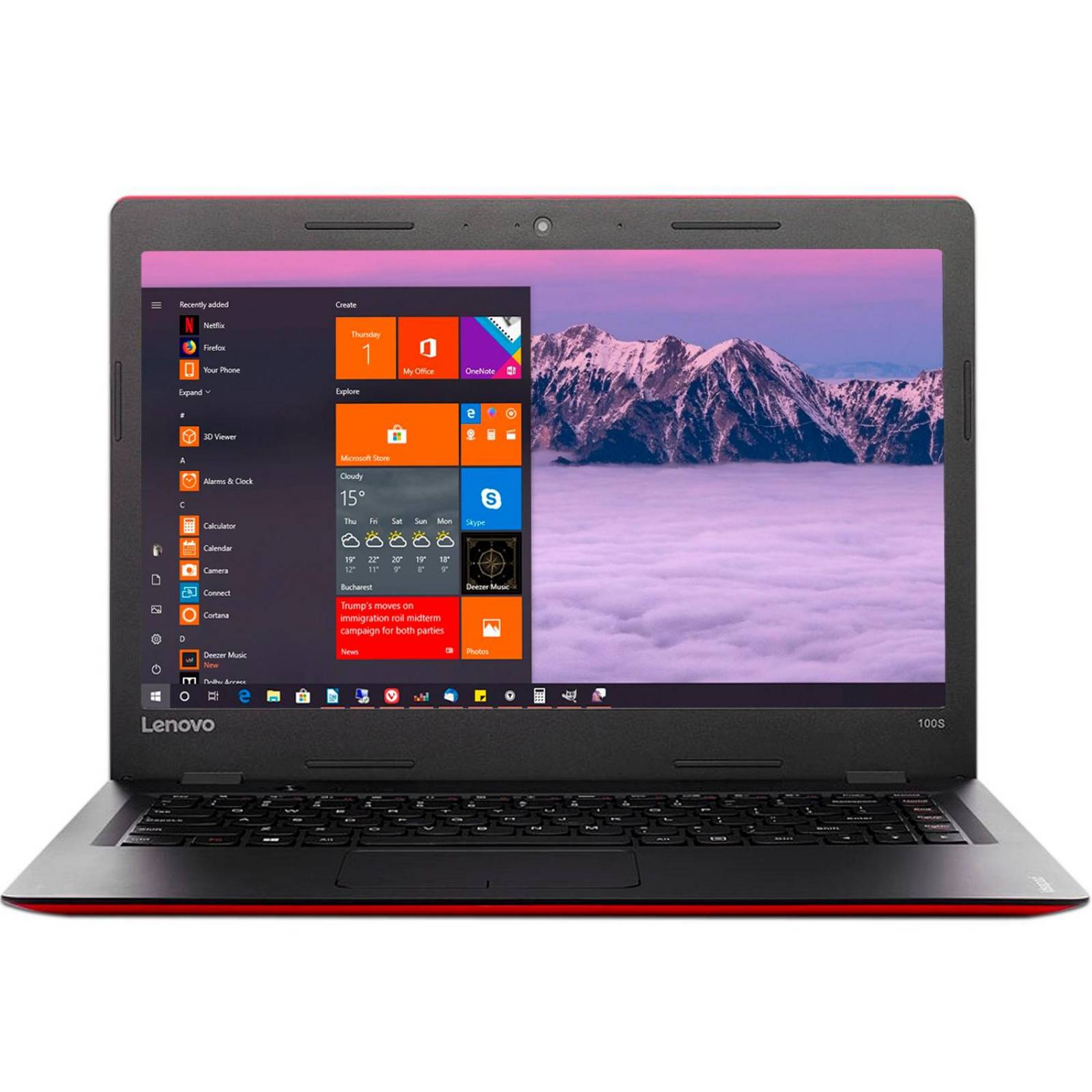 Laptop LENOVO IDEAPAD 100S-14IBR Celeron N3050 2GB 32GB 14 Win10 Rojo 80R9004MLM 