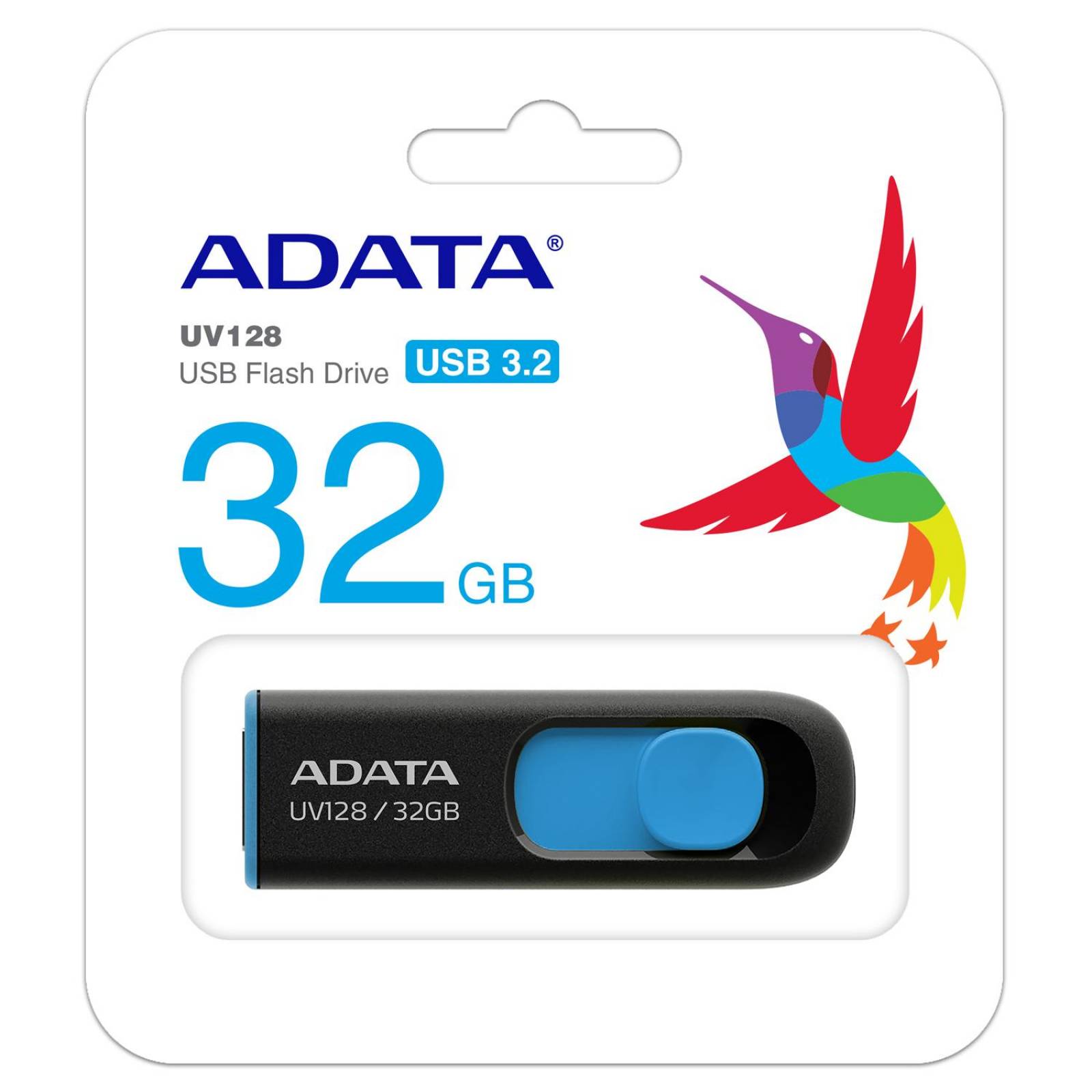 Memoria USB 32GB 3.1 ADATA UV128 Retractil Flash Drive Azul AUV128-32G-RBE 