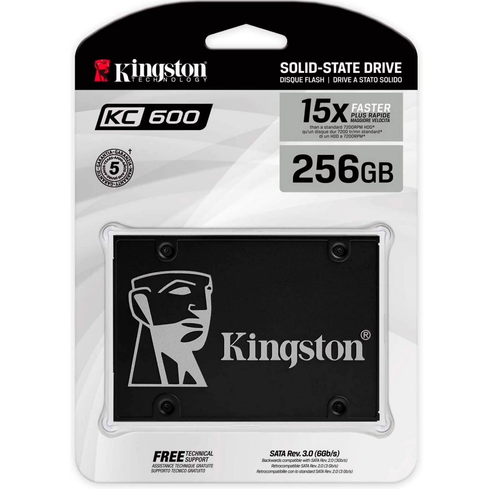 Unidad de Estado Solido SSD 256GB KINGSTON KC600 Sata 2.5 Laptop PC SKC600/256G 