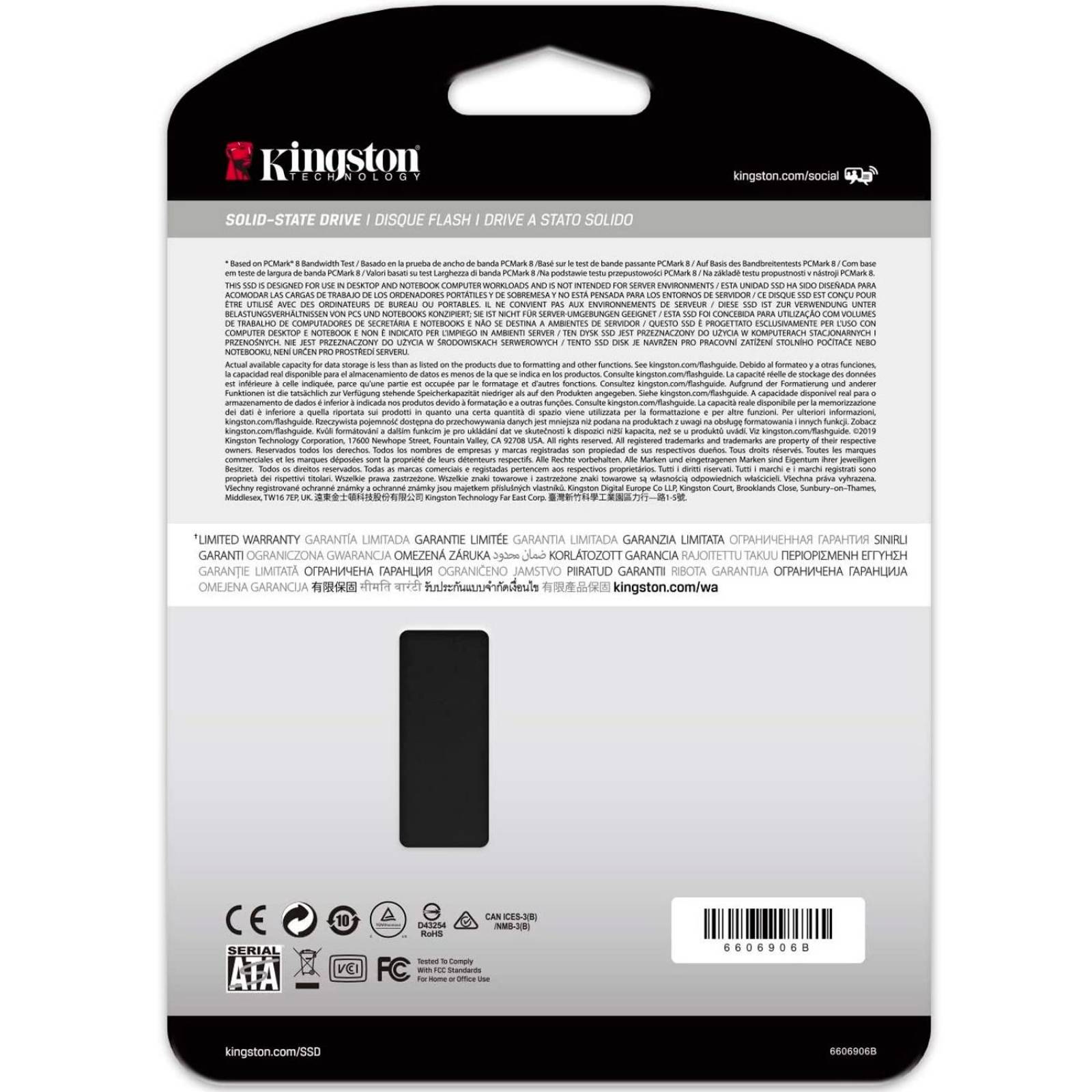 Unidad de Estado Solido SSD 256GB KINGSTON KC600 Sata 2.5 Laptop PC SKC600/256G 