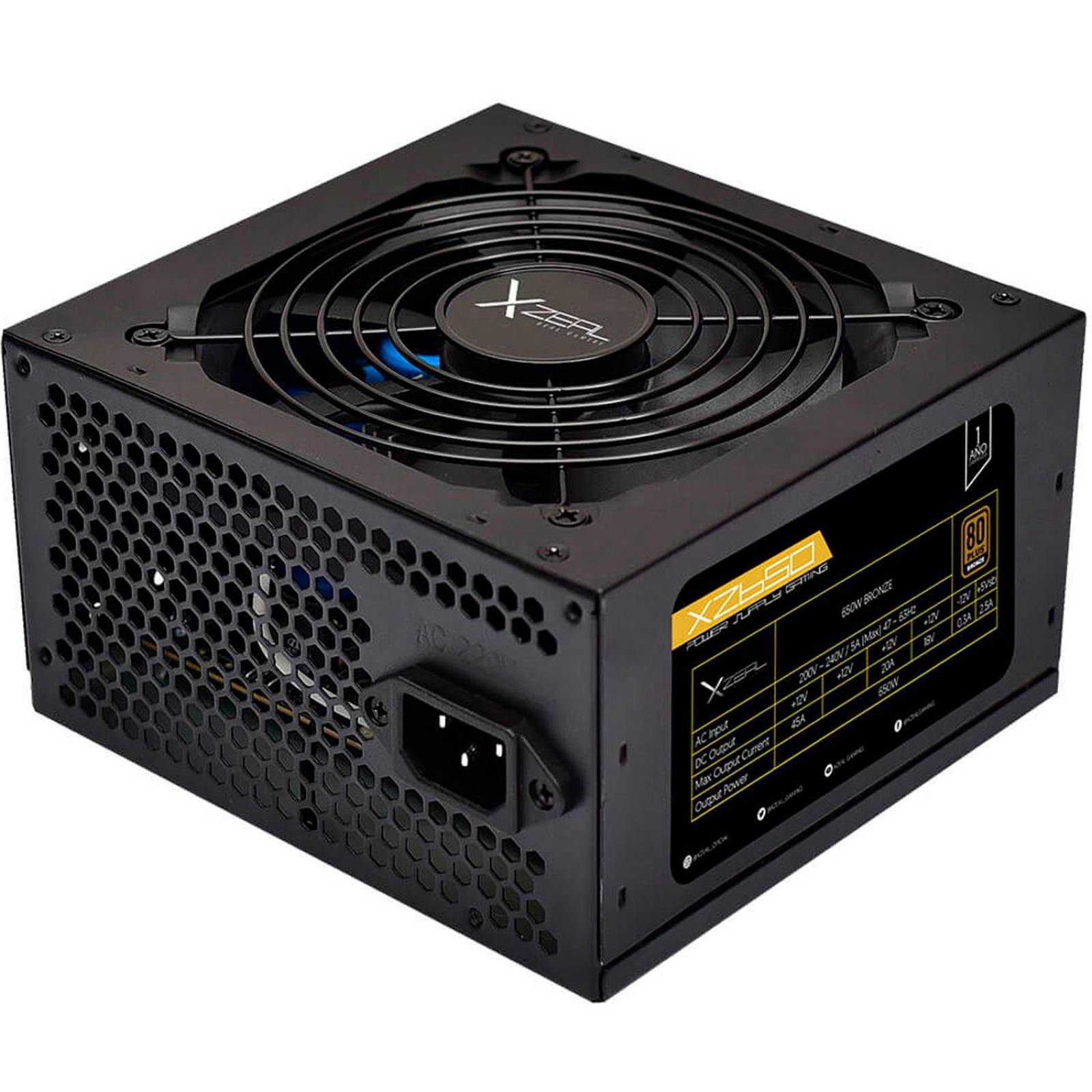 Fuente de Poder PC 650W Gamer XZEAL 80 Plus Bronce XZ650 XZPS650B 