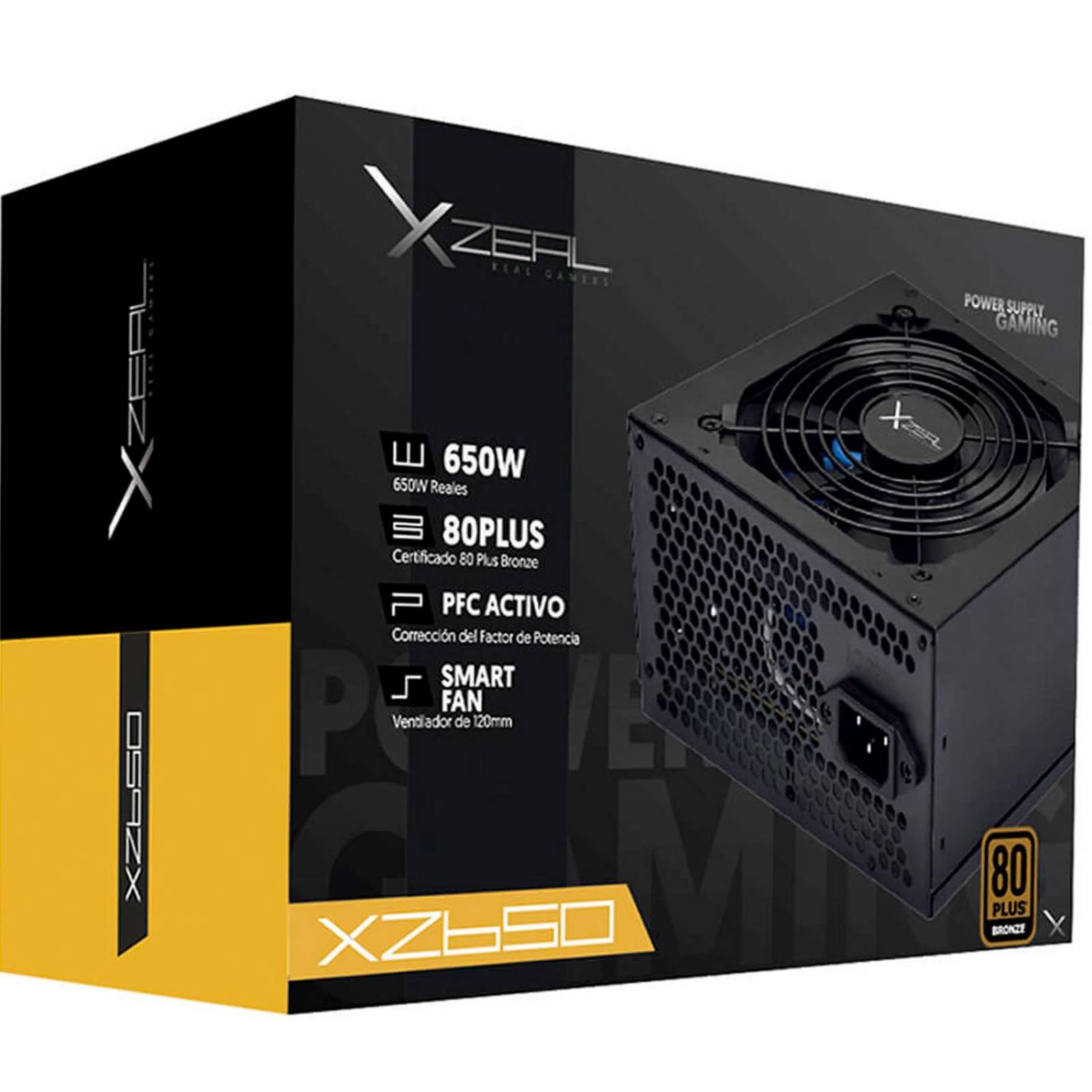 Fuente de Poder PC 650W Gamer XZEAL 80 Plus Bronce XZ650 XZPS650B 