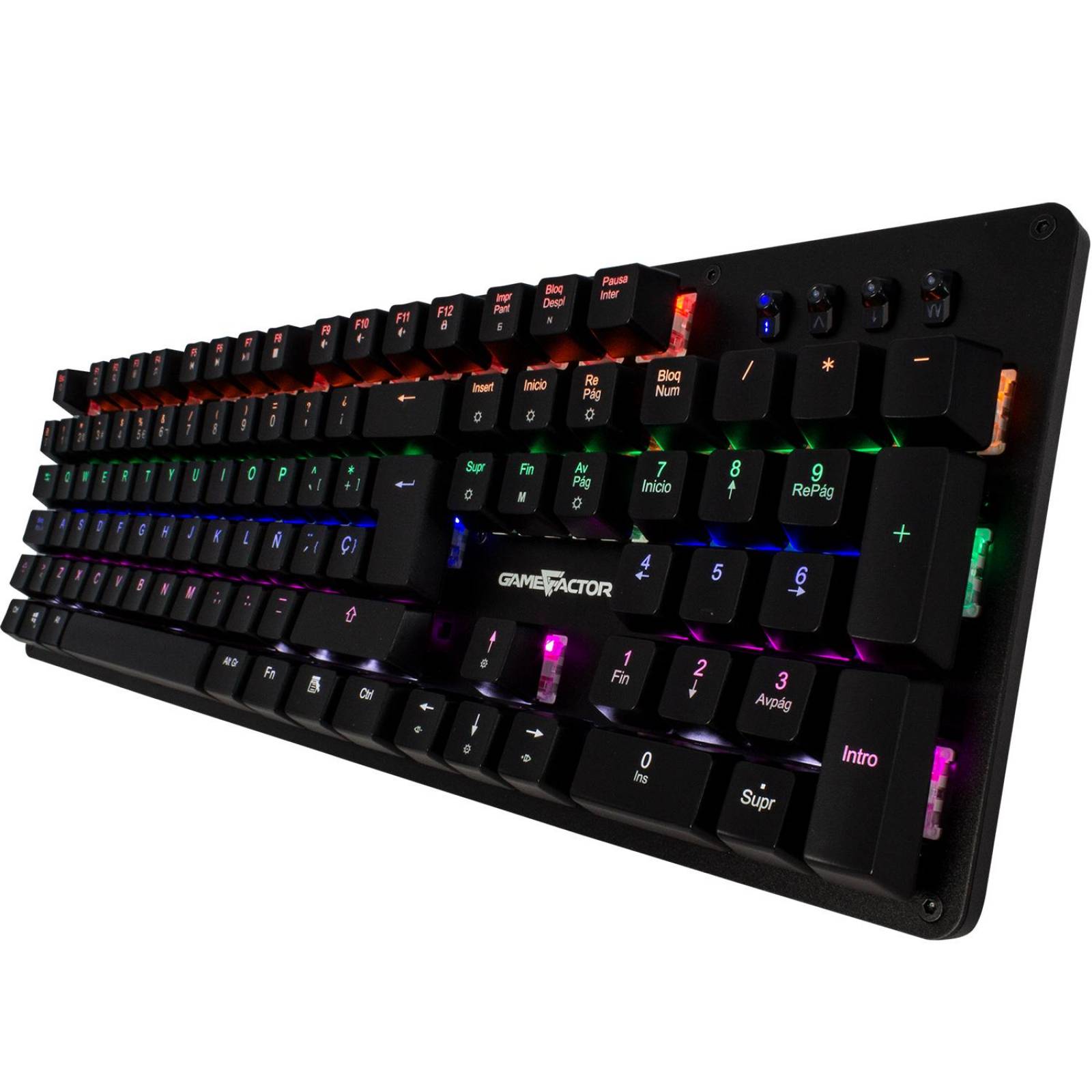 Teclado Gamer Mecanico Switch Rojo Multicolor GAME FACTOR KBG400-RD 