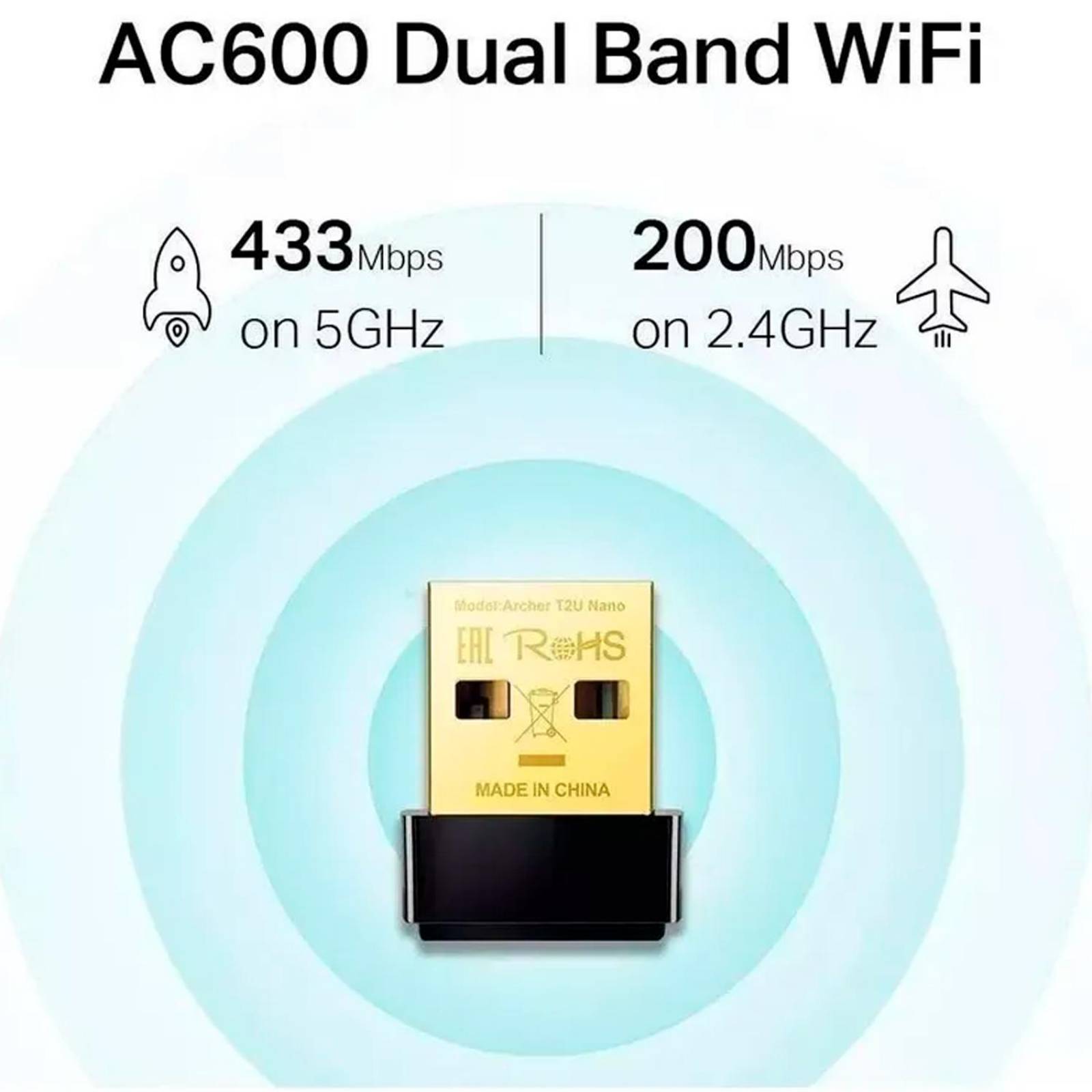 Adaptador Inalambrico USB TP-LINK ARCHER T2U NANO Dual Band 600Mbps 