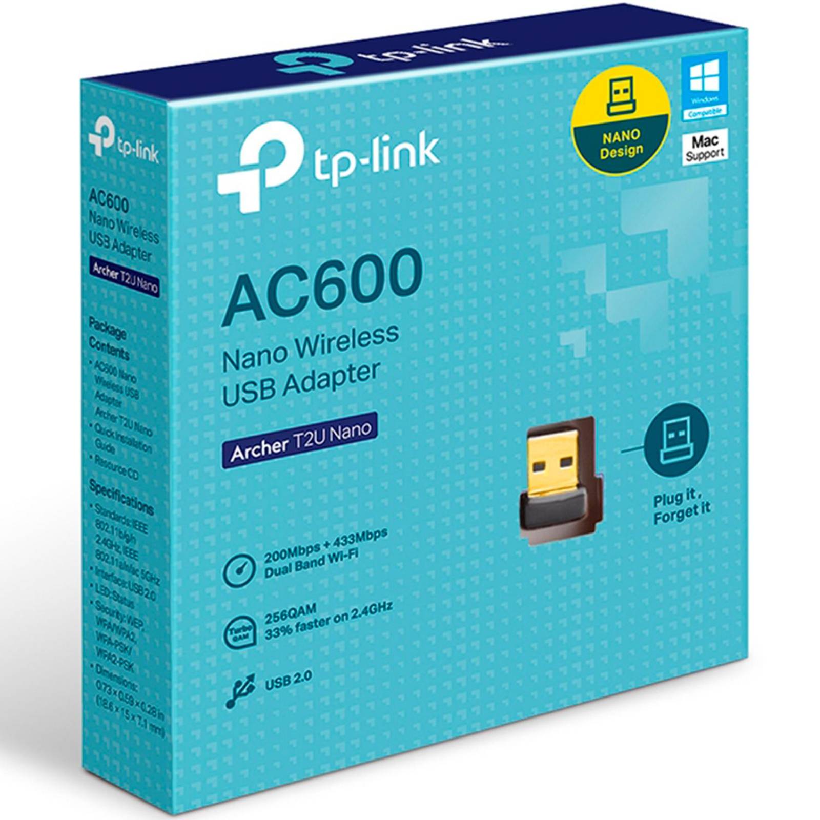 Adaptador Inalambrico USB TP-LINK ARCHER T2U NANO Dual Band 600Mbps 