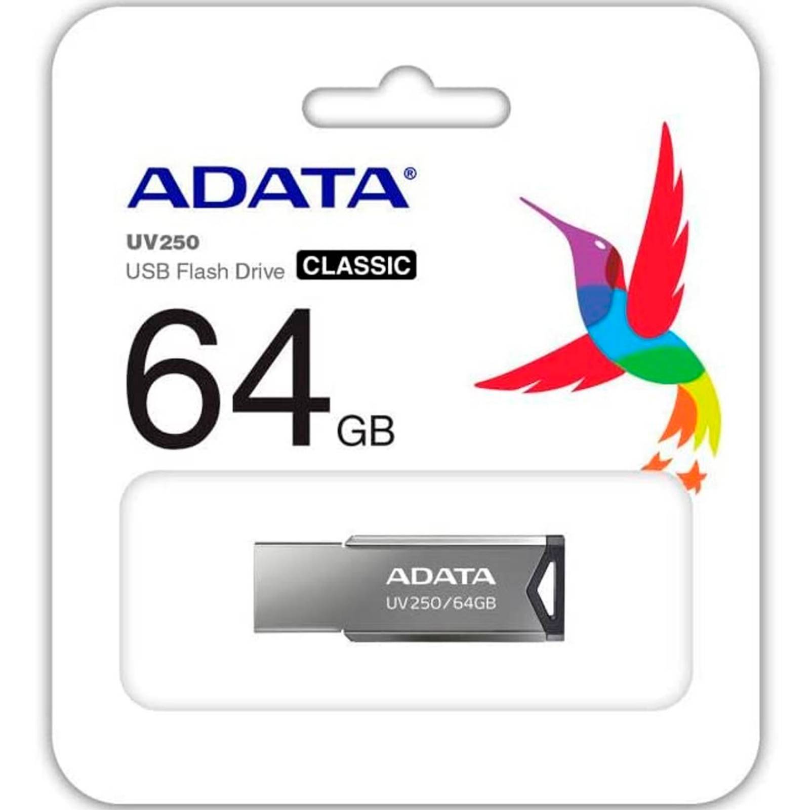Memoria USB 64GB ADATA UV250 2.0 Flash Drive Metalica AUV250-64G-RBK 