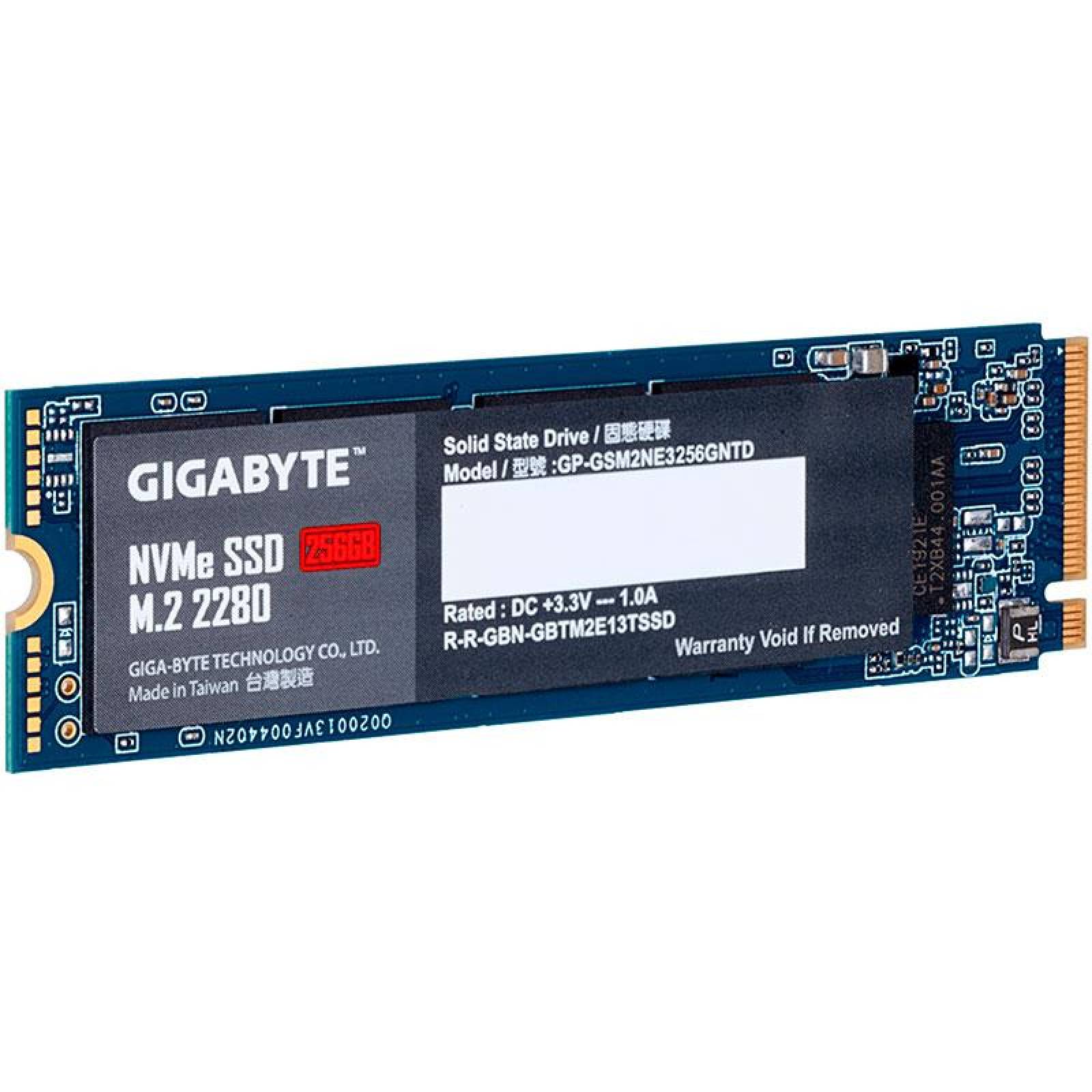 Unidad de Estado Solido SSD M.2 256GB GIGABYTE NVMe PCIe 3.0 1700/1100 MB/s GP-GSM2NE3256GNTD 