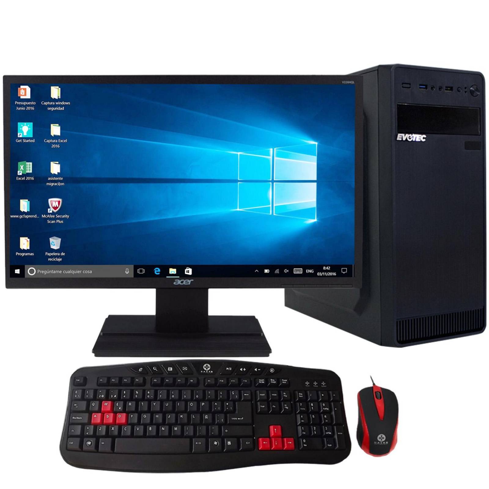 PC GAMER XTREME RADEON R7 AMD A10N 8800E 8GB 500GB MONITOR WIFI 