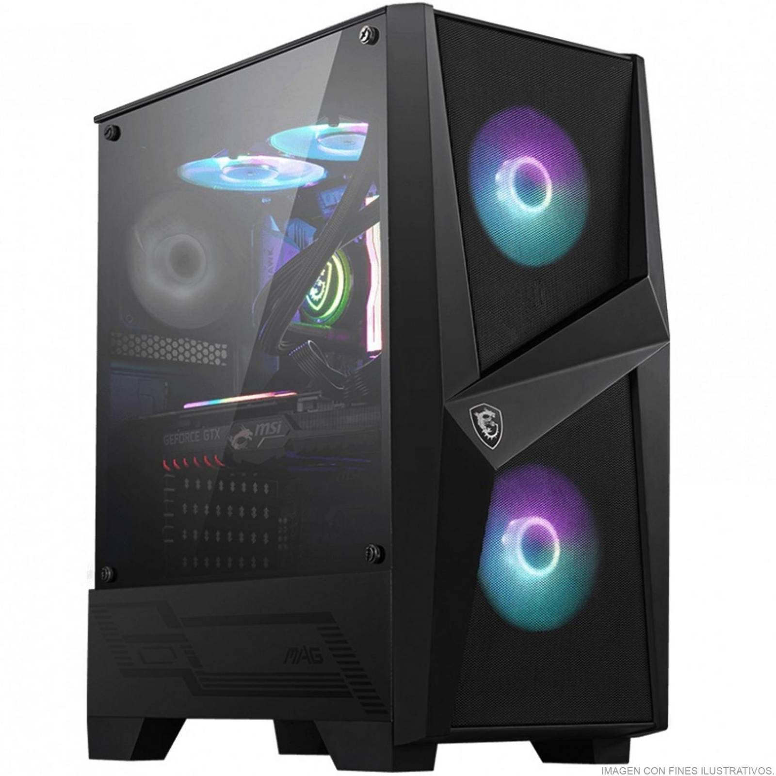 Gabinete Gamer MSI MAG FORGE 100R RGB ATX Cristal templado 