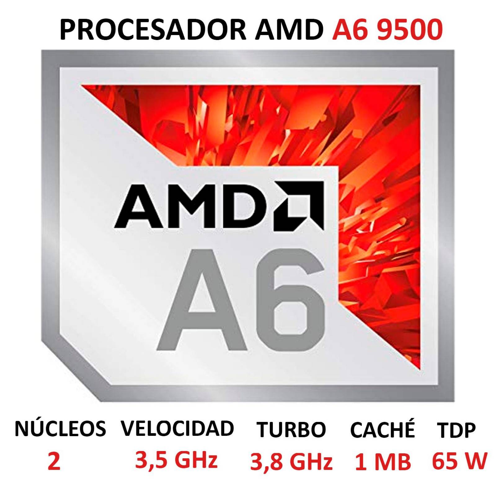 Procesador AMD APU A6 9500 3.5 Ghz Dual Core AM4 Radeon R5 