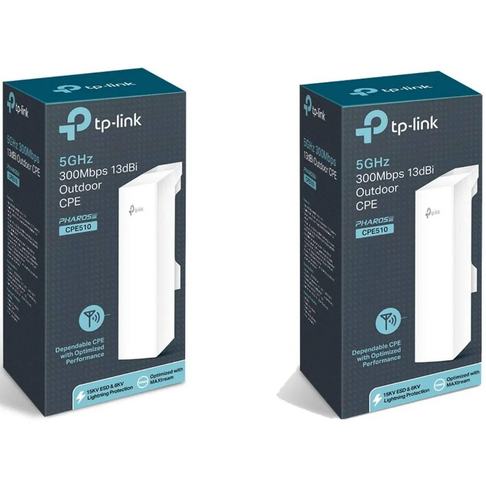 Kit 2 Access Point TP-LINK CPE510 5Ghz 13dBi PoE 802.11n Exterior 15Km 300Mbps
