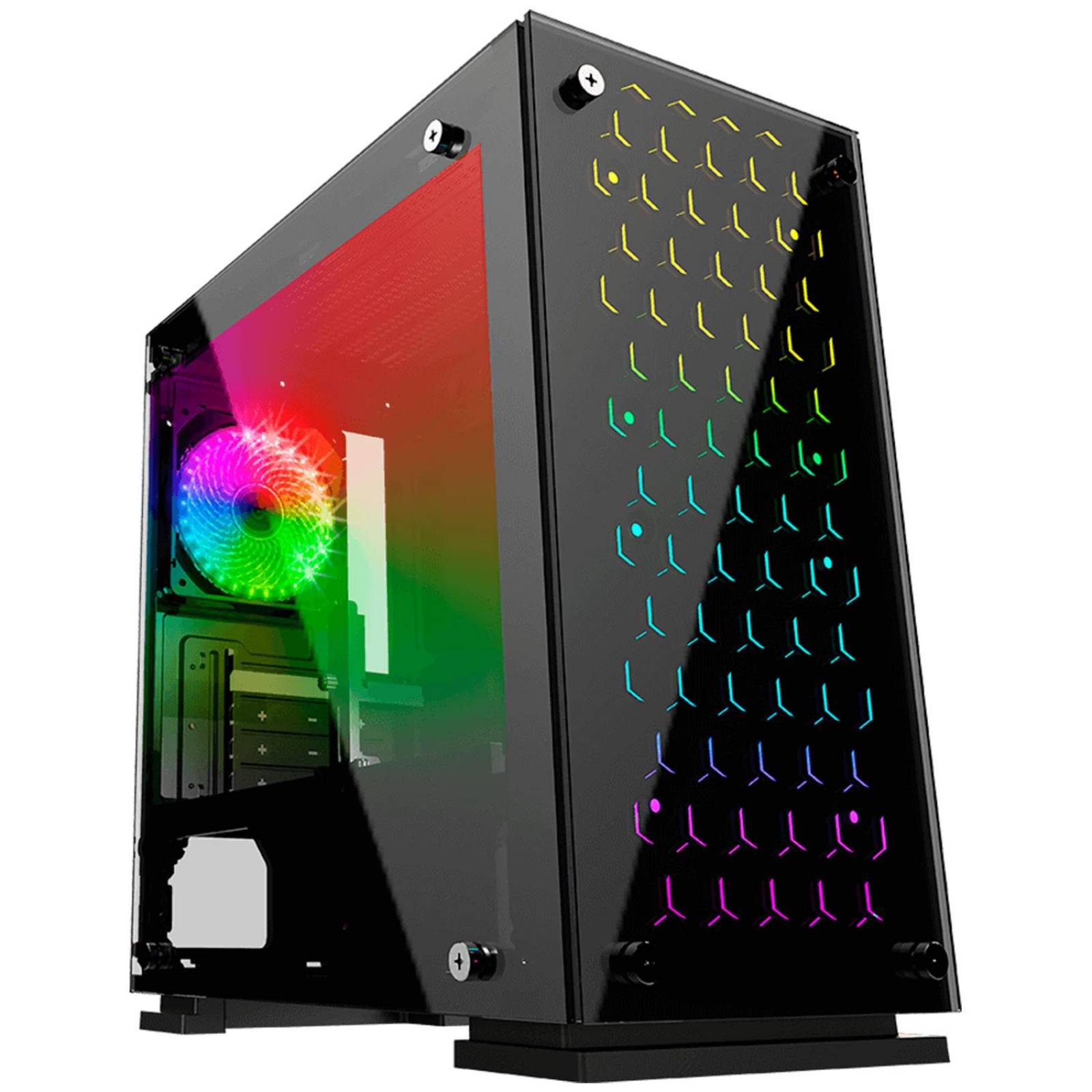 Gabinete Gamer BALAM RUSH TALOS Micro ATX 3 Fan Cristal Templado RGB BR-922968 