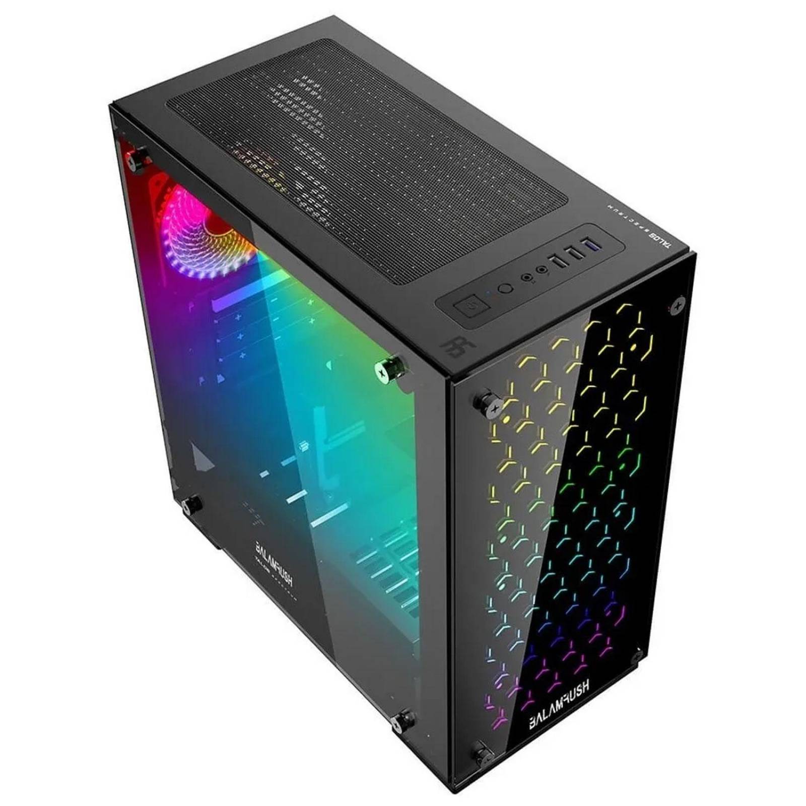 Gabinete Gamer BALAM RUSH TALOS Micro ATX 3 Fan Cristal Templado RGB BR-922968 