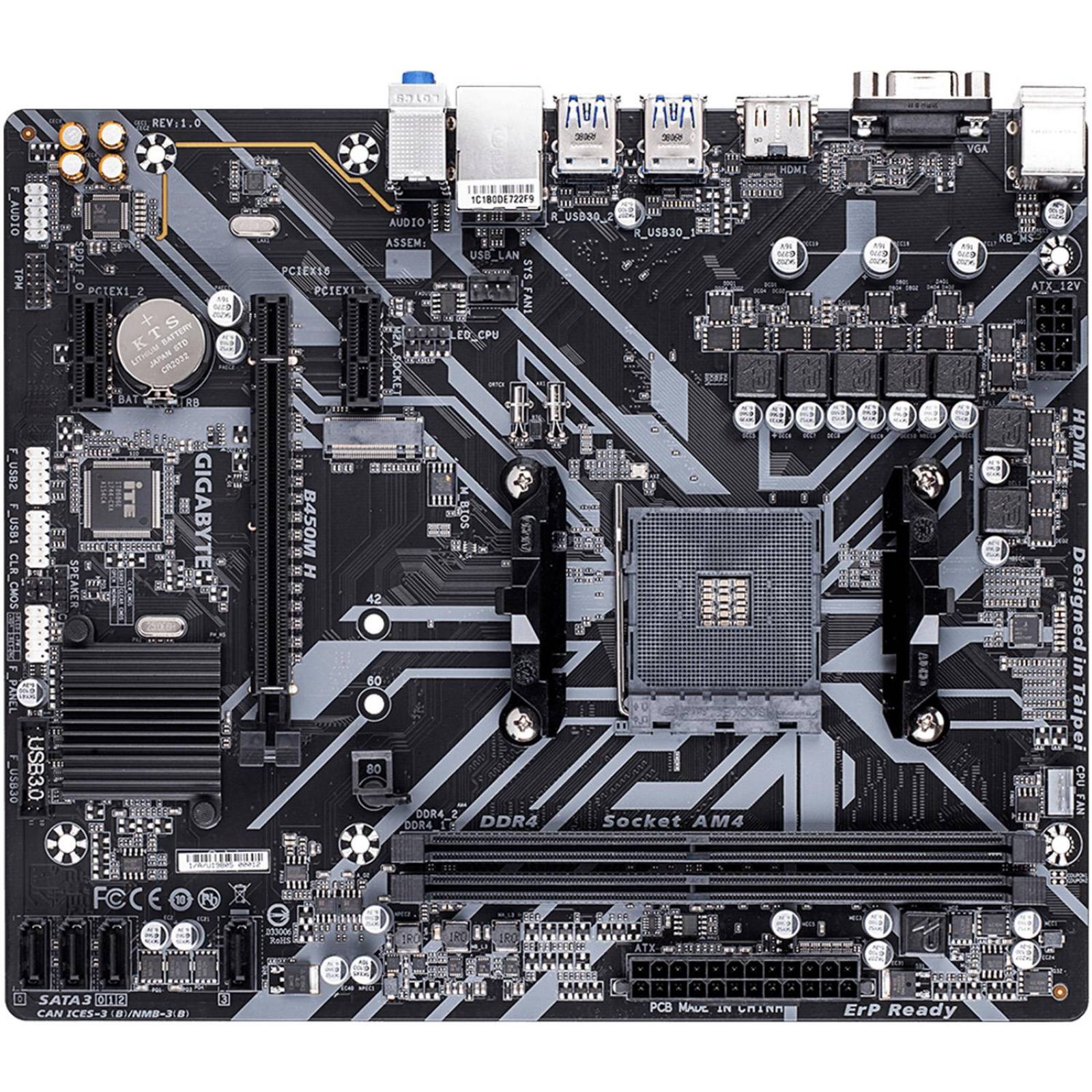 Tarjeta Madre GIGABYTE B450M H AMD AM4 Micro ATX 