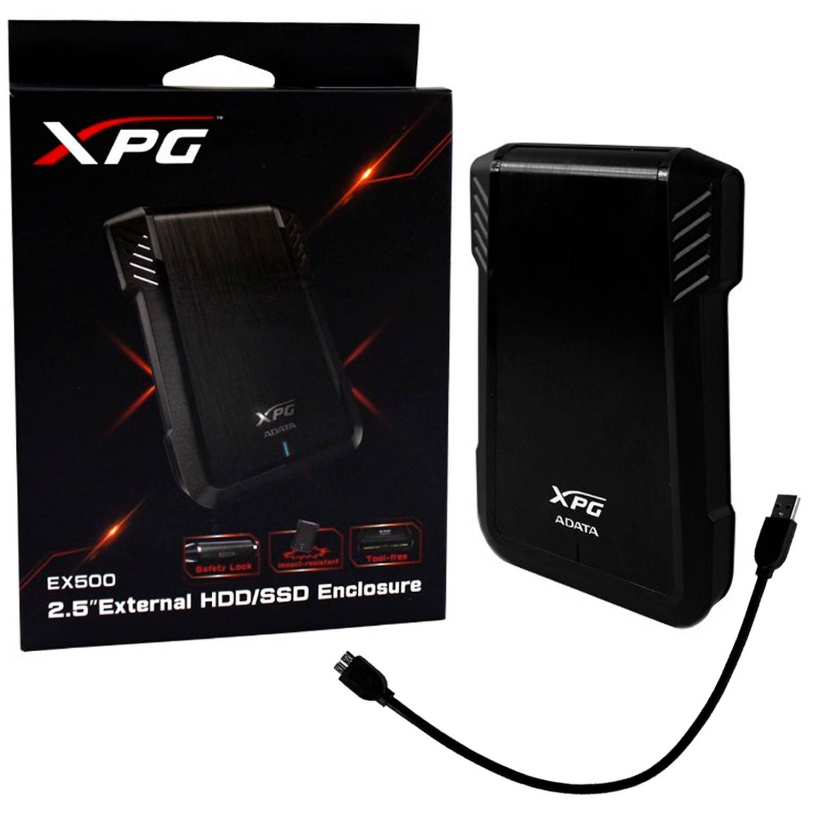 Gabinete Case Disco Duro Externo XPG EX500 USB 3.1 SATA 2.5 AEX500U3-CBK 