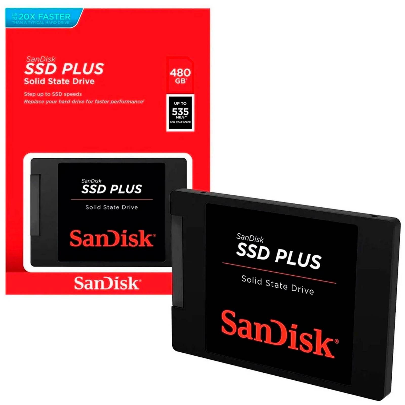 Unidad de Estado Solido SSD 2.5 480GB SANDISK Plus SATA III 535/445 MB/s SDSSDA-480G-G26 