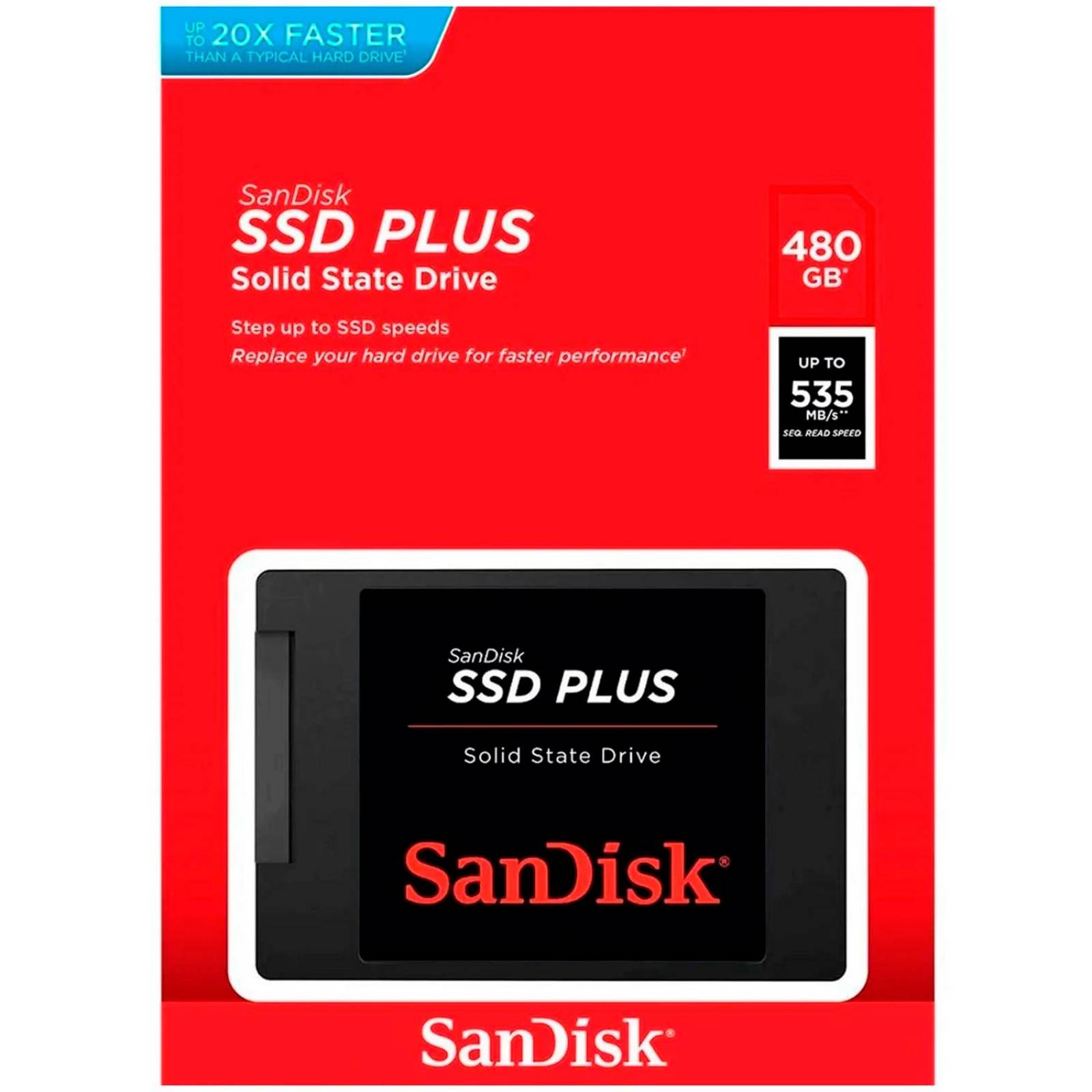 Unidad de Estado Solido SSD 2.5 480GB SANDISK Plus SATA III 535/445 MB/s SDSSDA-480G-G26 