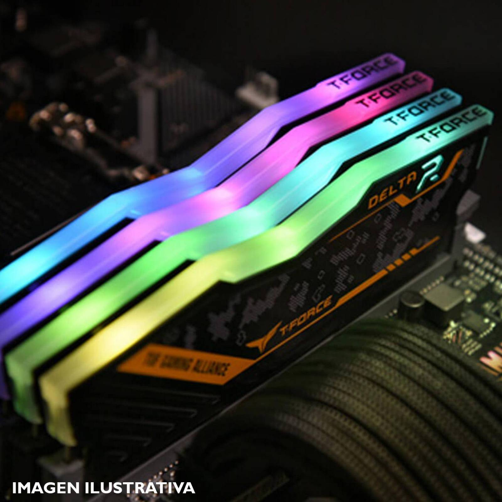 Memoria RAM DDR4 16GB 3200MHz TEAMGROUP T-Force DELTA TUF Gaming RGB 1x16GB TF9D416G3200HC16C01 