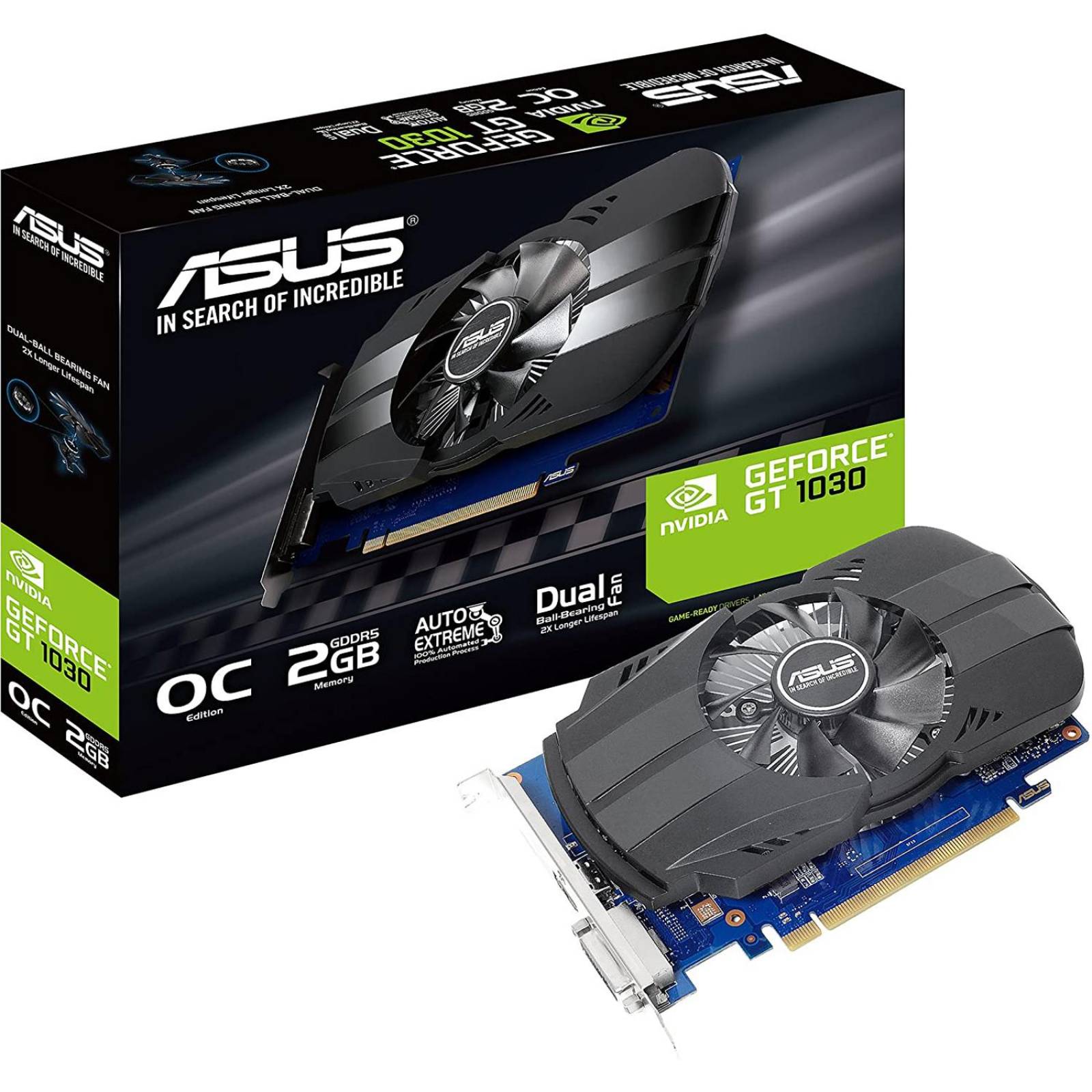 Tarjeta de Video ASUS GeForce GT 1030 2GB DDR5 PH-GT1030-O2G 