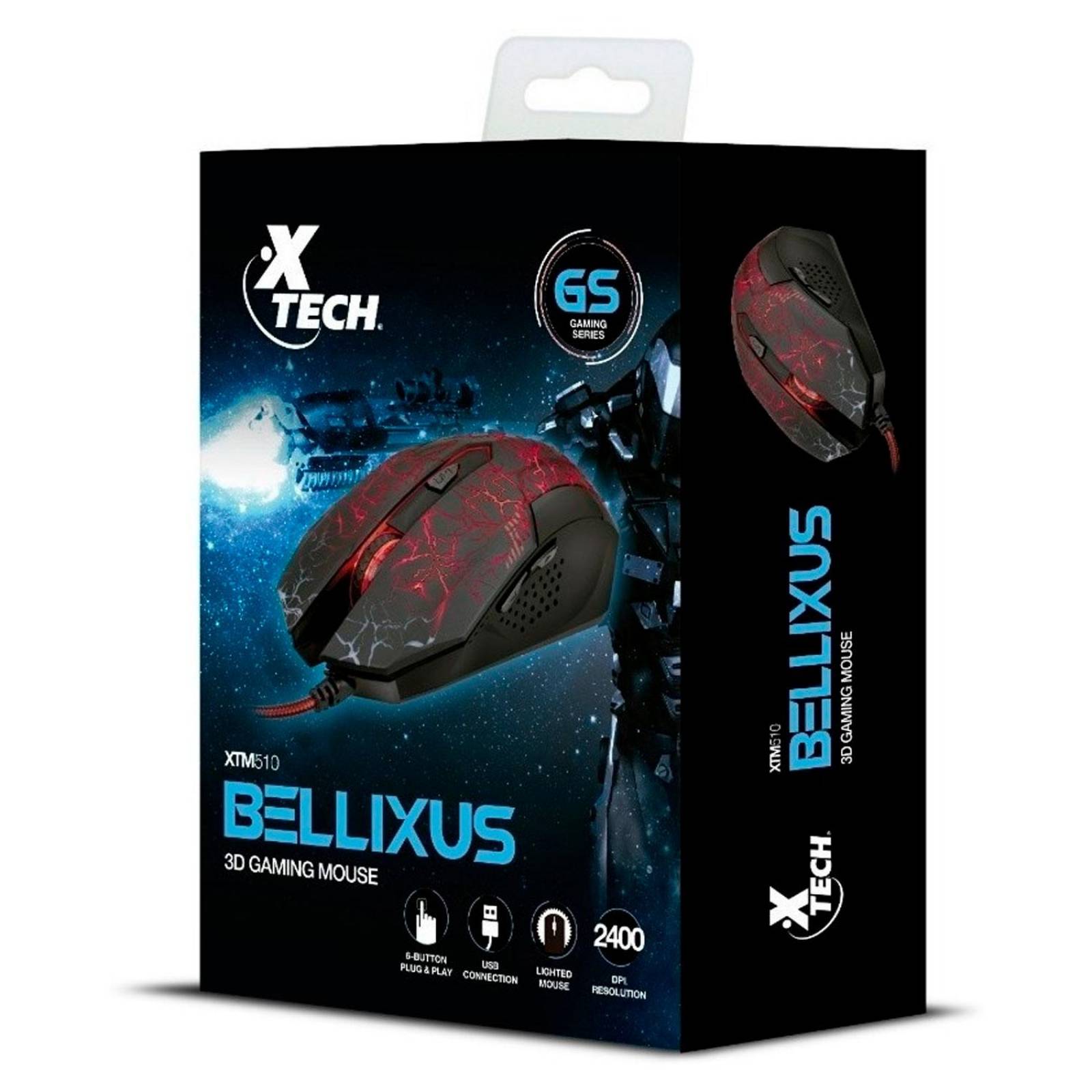 Mouse Gamer XTECH USB LED 2400Dpi 6 Botones XTM-510 