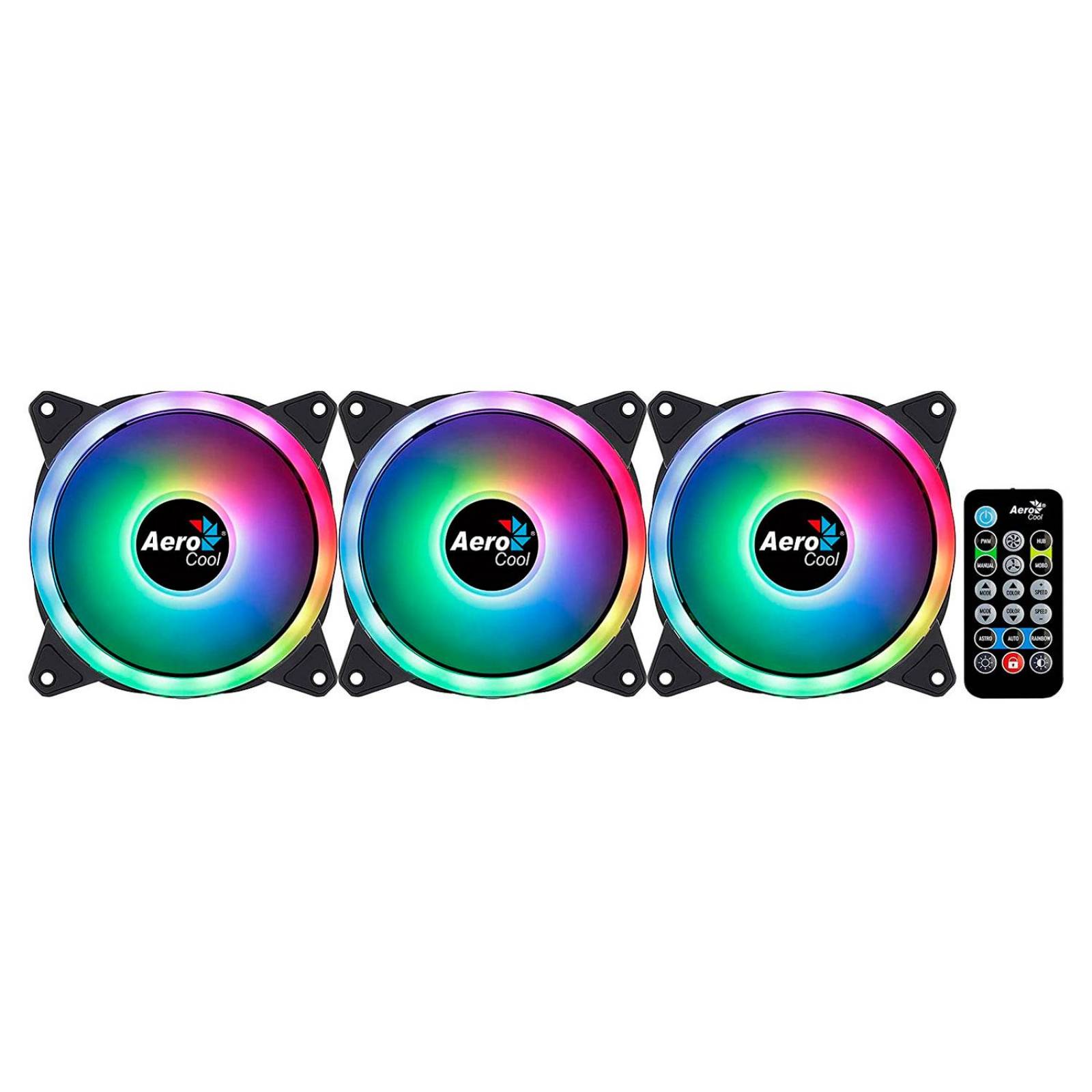 Kit 3 Ventiladores AEROCOOL DUO 12 PRO RGB 120mm + Control 