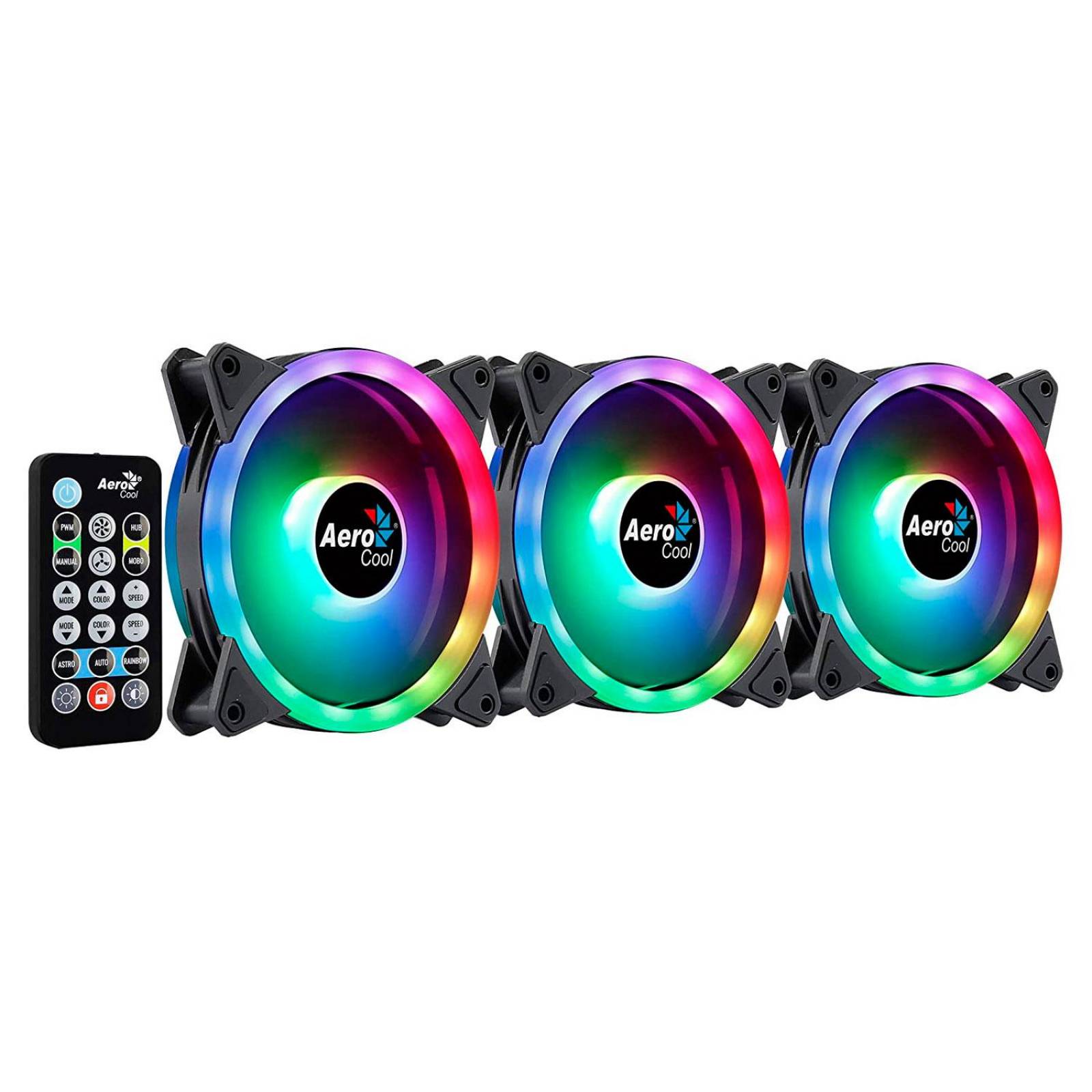 Kit 3 Ventiladores AEROCOOL DUO 12 PRO RGB 120mm + Control 