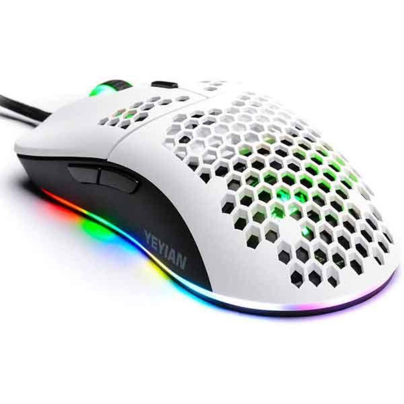 Mouse Gamer YEYIAN LINKS Series 3000 RGB 7200dpi 6 Botones Blanco YMG-24311 