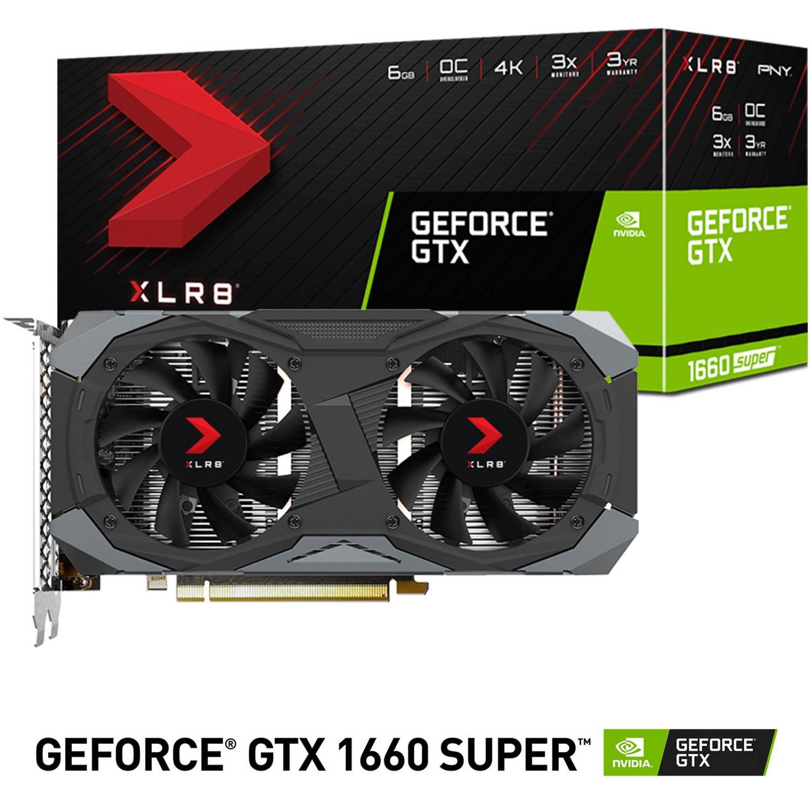 Tarjeta de Video PNY GeForce GTX 1660 Super XLR8 6GB DDR6 VCG16606SDFMPB-O 