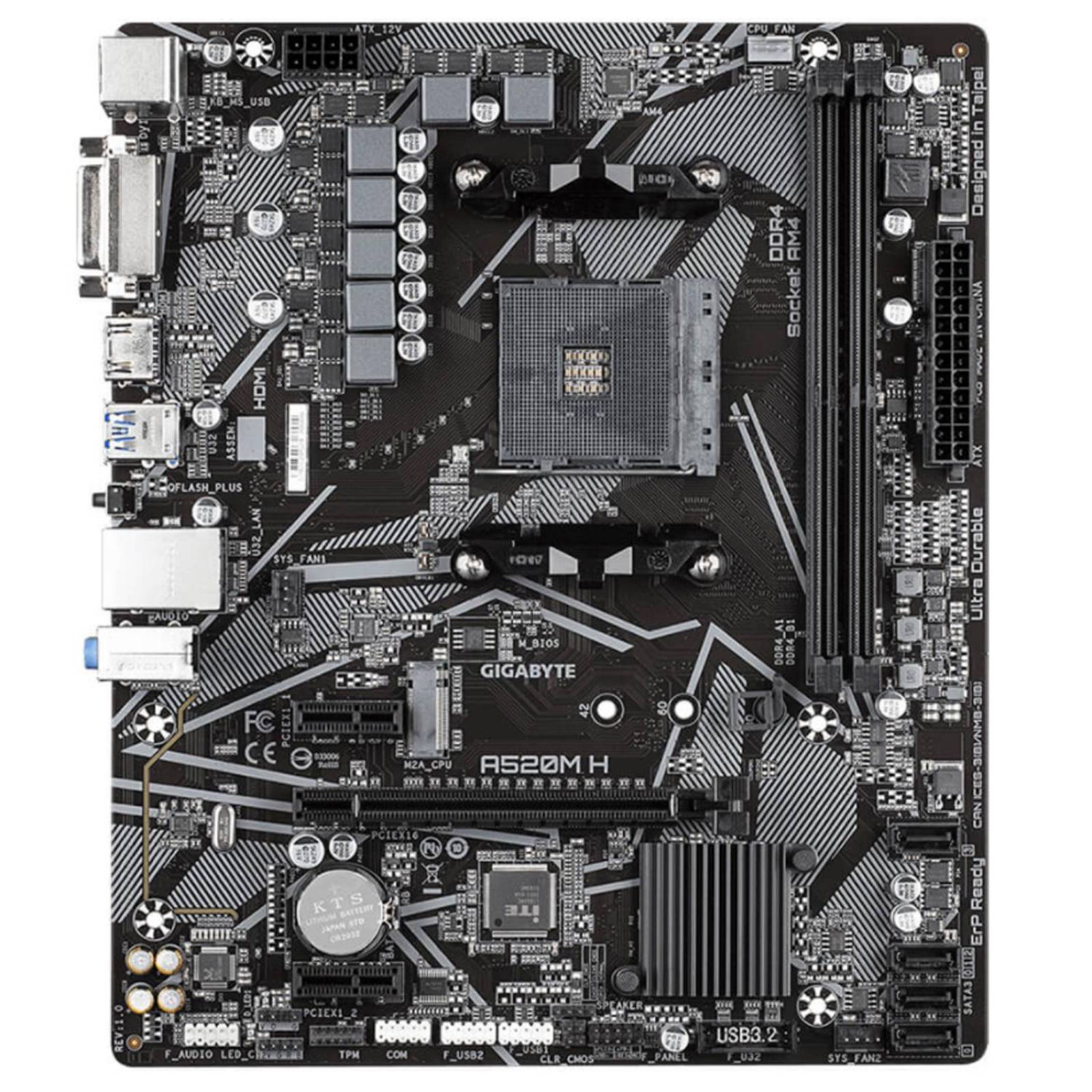 Tarjeta Madre GIGABYTE A520M H AMD AM4 Micro ATX 