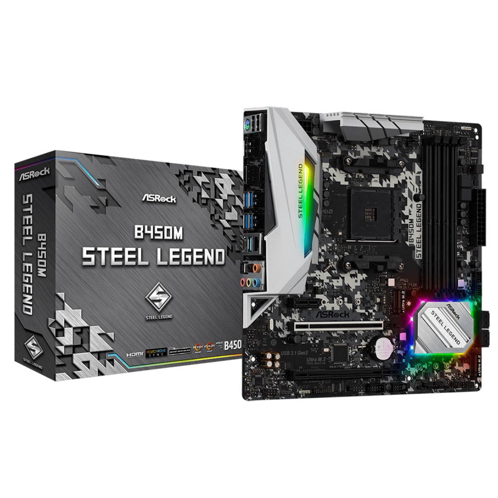 Tarjeta Madre ASROCK B450M Steel Legend AMD AM4 Micro ATX 