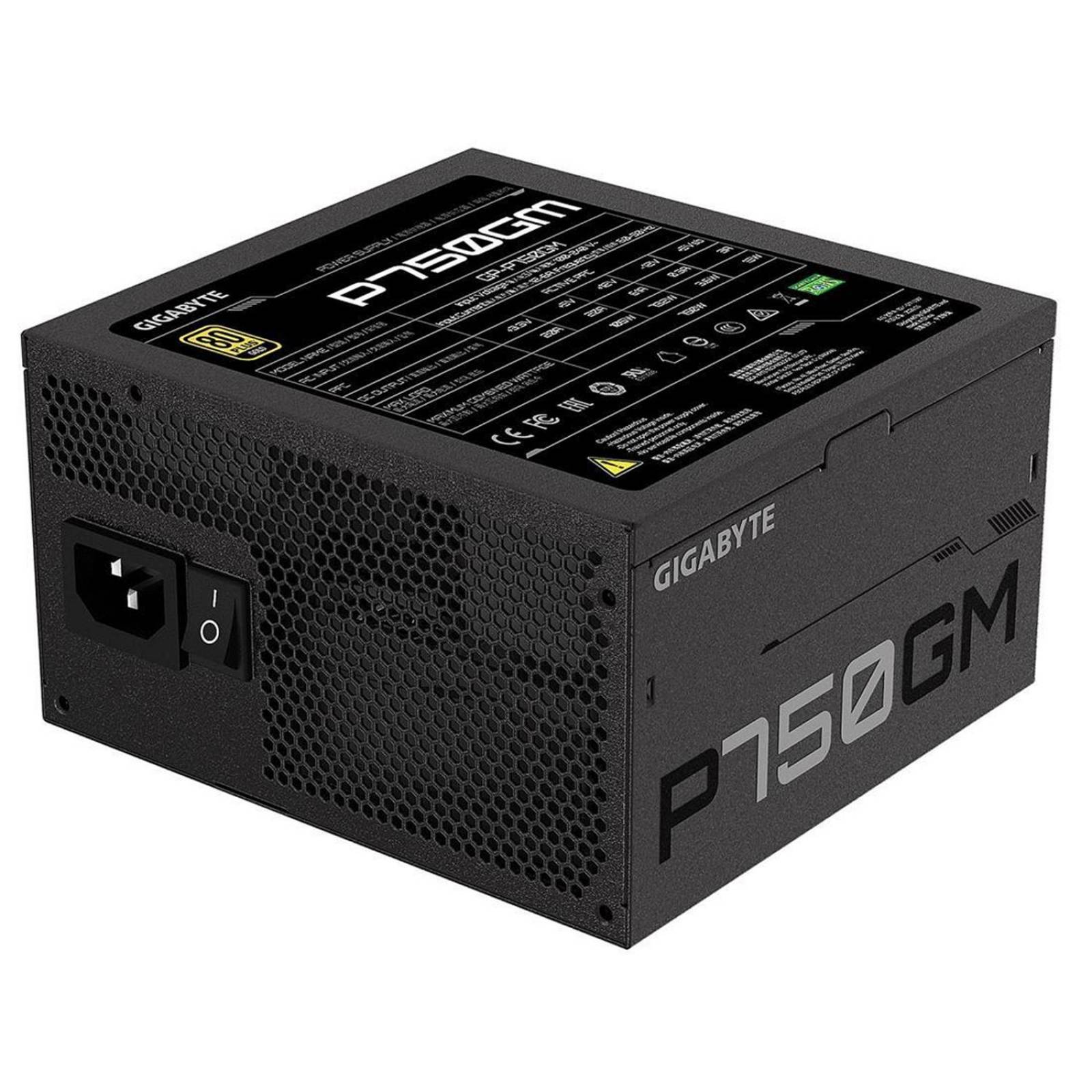 Fuente de Poder GIGABYTE 750W 80 Plus Gold Modular GP-P750GM 