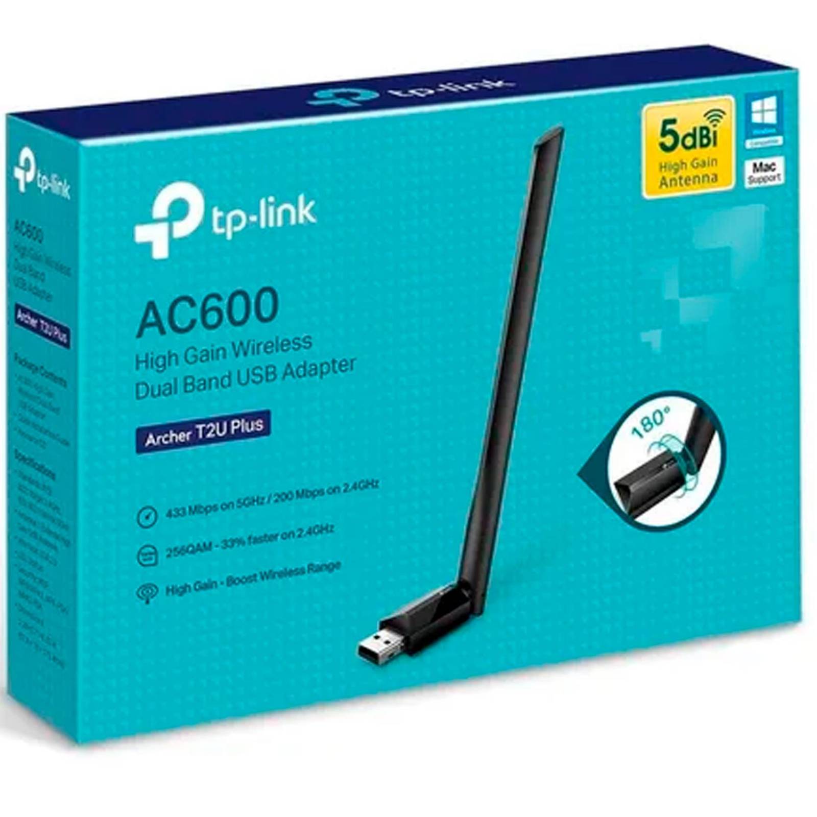 Adaptador usb wifi TP-Link rompemuros Archer T2U Plus AC600 