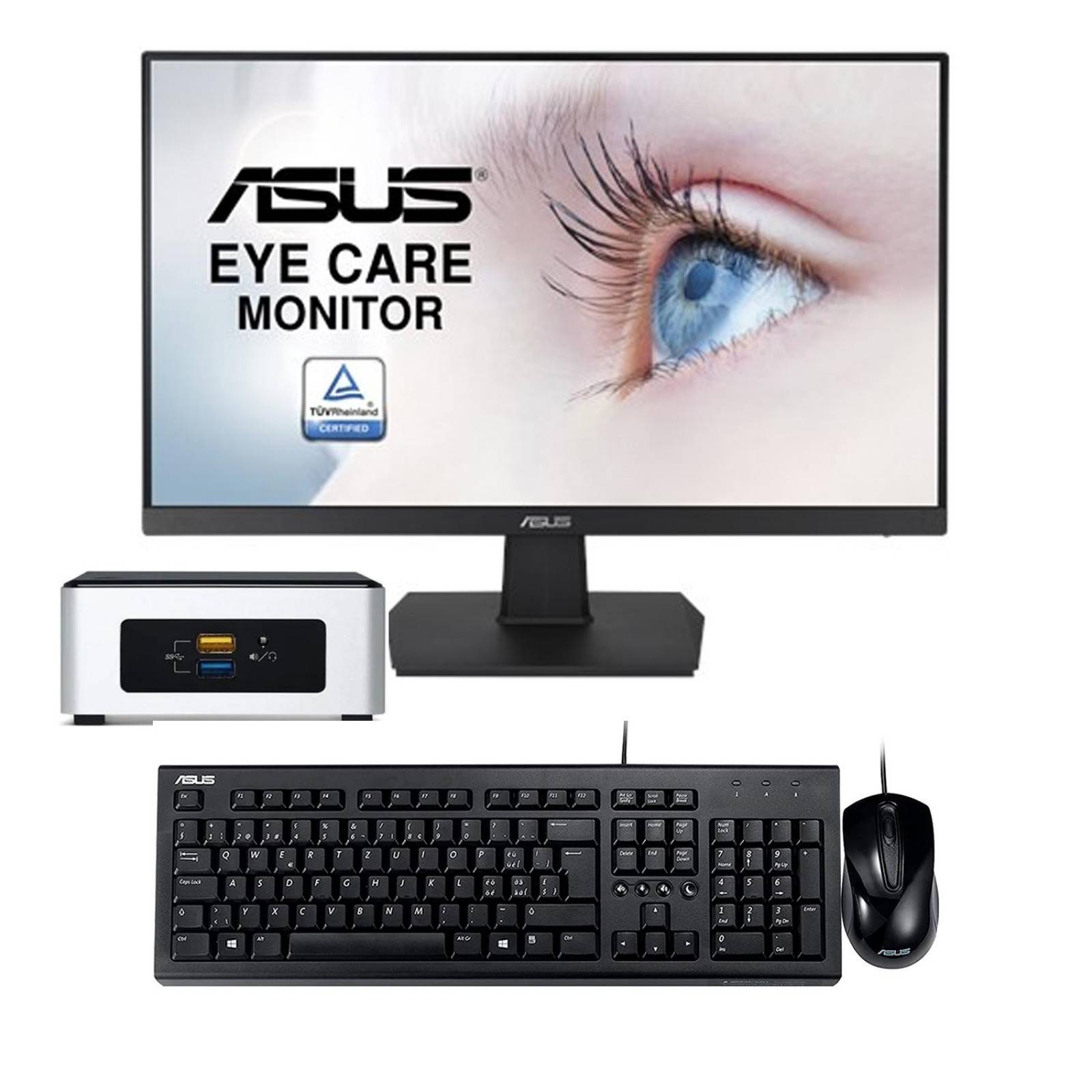 Computadora Mini PC INTEL Quad Core N3700 8GB 1TB Monitor 23.8 Teclado y Mouse 