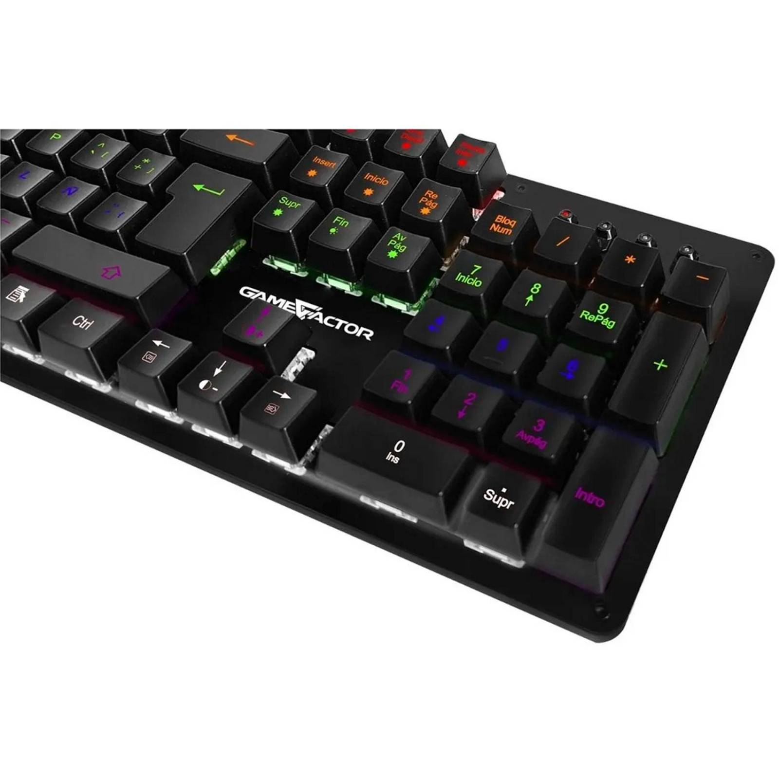 Teclado Gamer Mecanico Switch Azul Multicolor GAME FACTOR KBG400-BL 