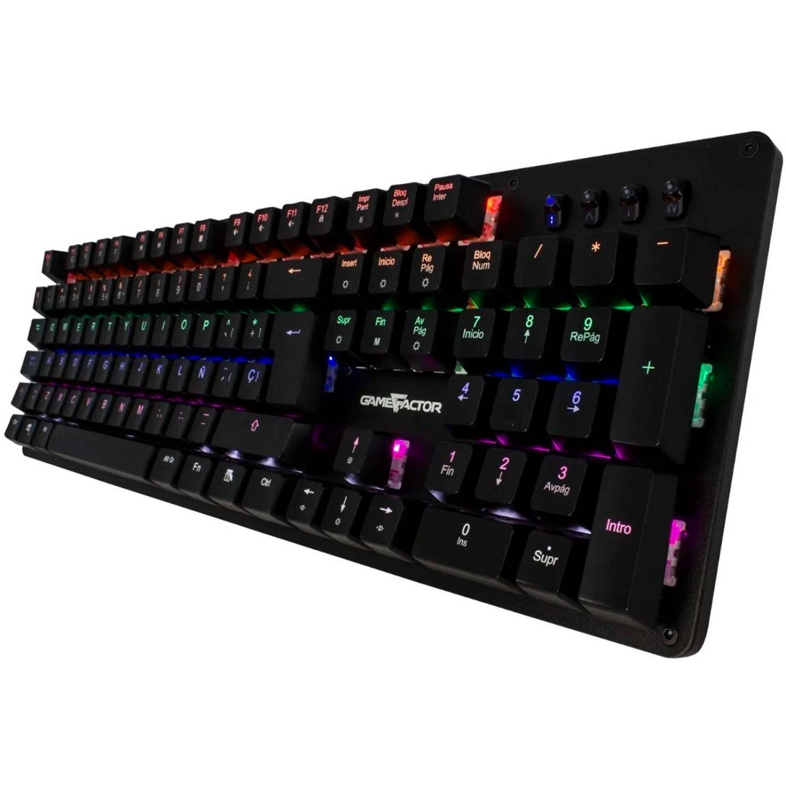 Teclado Gamer Mecanico Switch Azul Multicolor GAME FACTOR KBG400-BL 