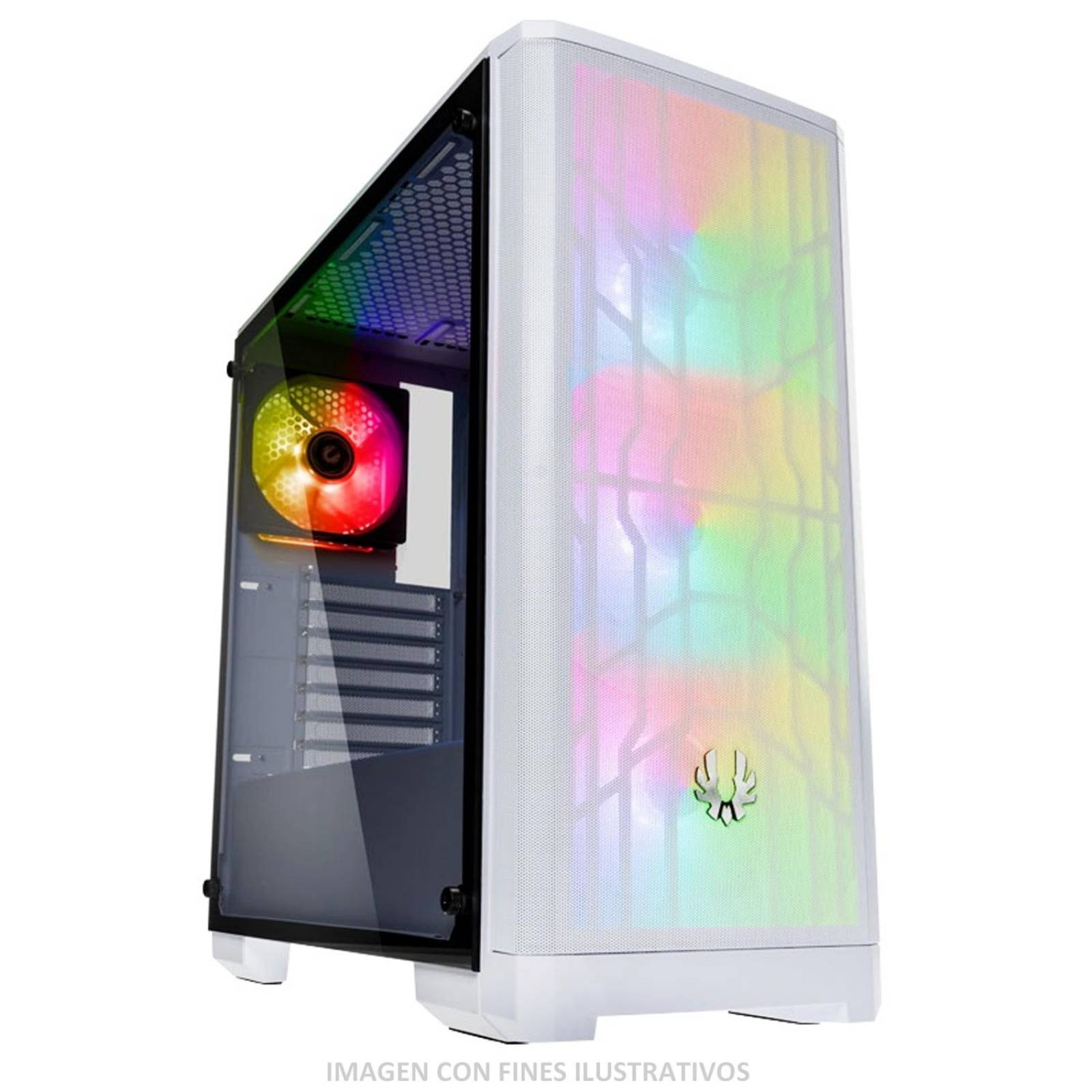Gabinete Gamer BITFENIX NOVA MESH TG 4ARGB E-ATX Cristal Templado 4 ventiladores Blanco BFC-NVM-300- 